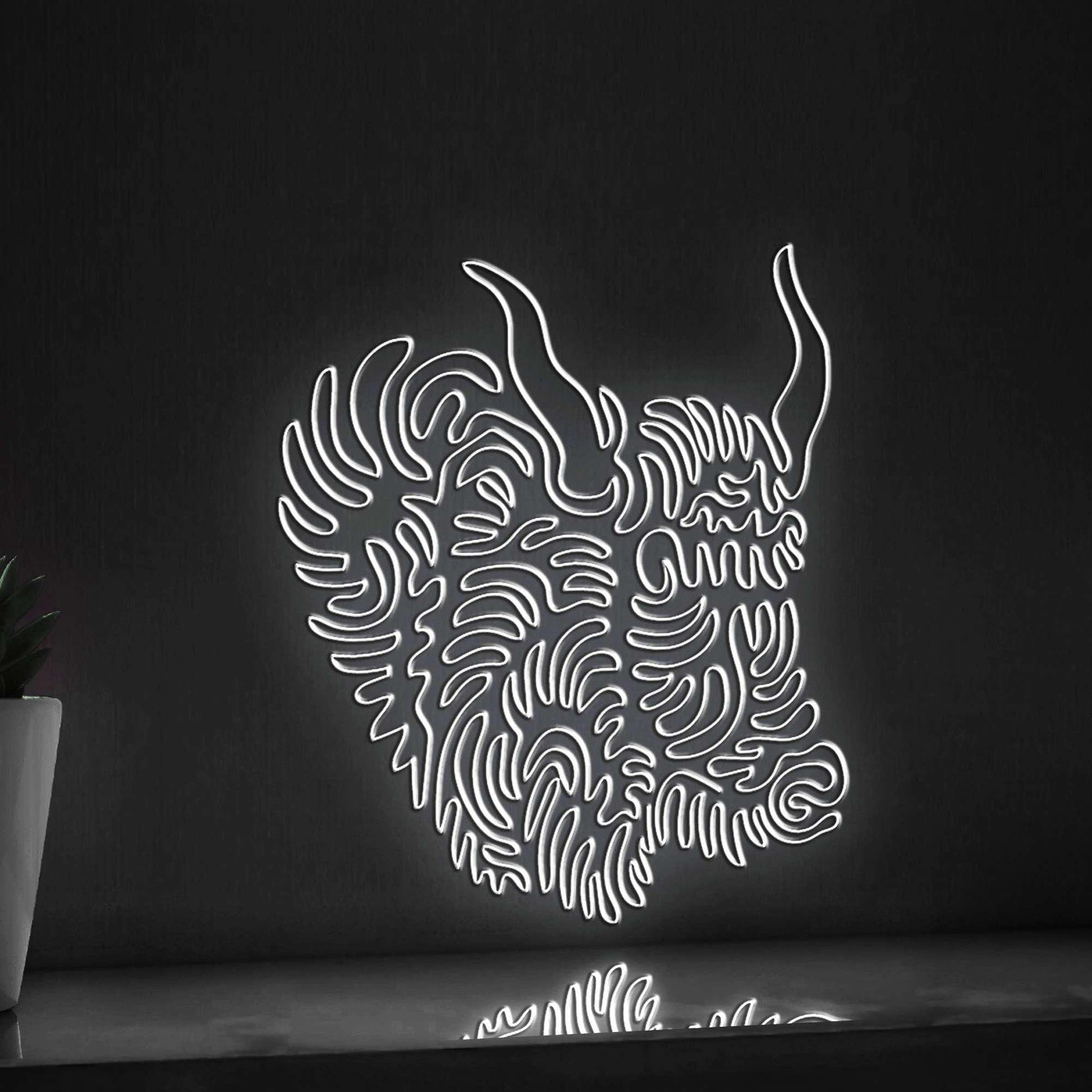 Yak One Line EL Neon - Curved Horns Animal Art - myneonup