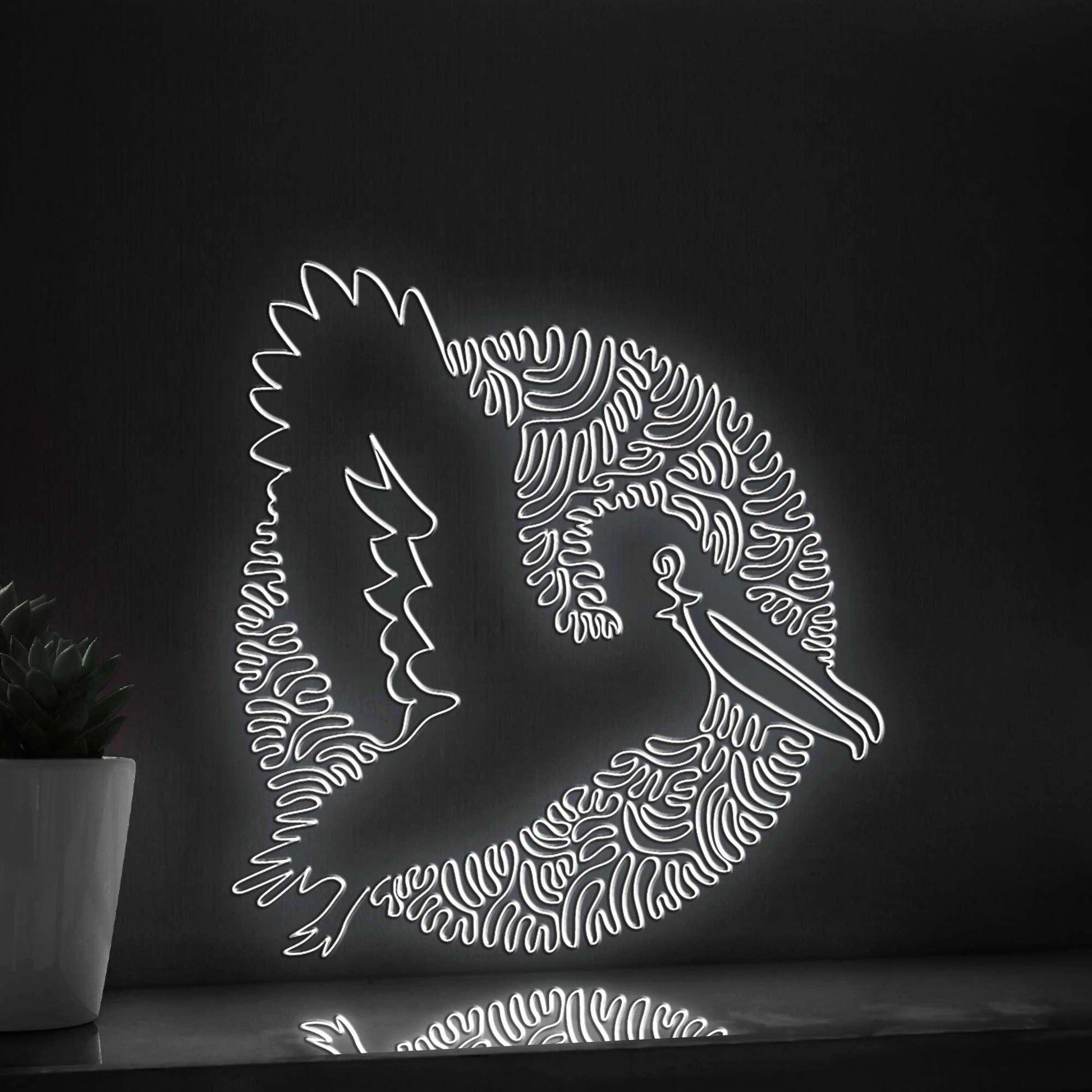 Pelican One Line Neon Sign - Elastic Pouch Bird Wall Art - myneonup