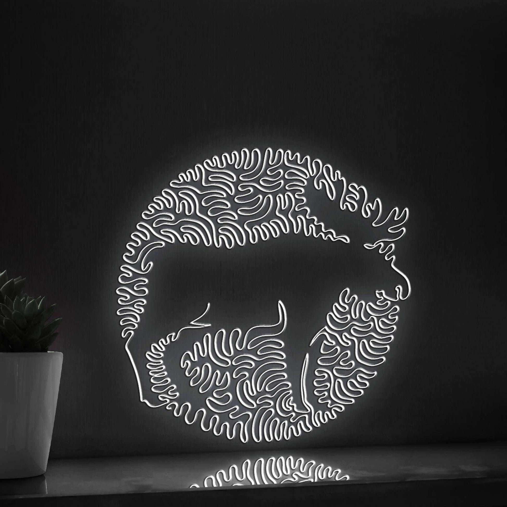 Moose One Line EL Wire Neon Sign - Forest Animal Circle Wall Art - myneonup