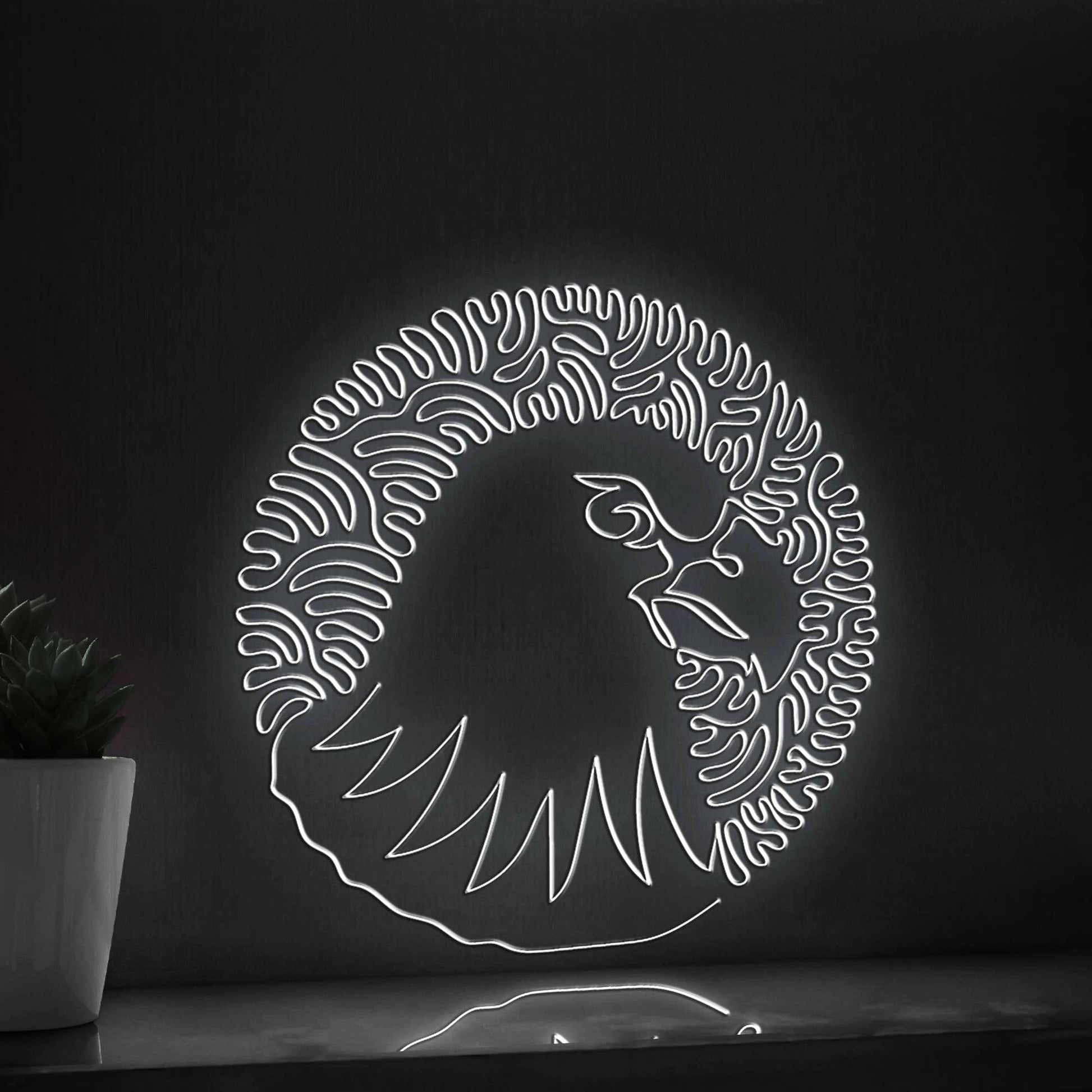 Hawk One Line EL Wire Neon Sign - Sharp Beak Raptor Wall Art - myneonup