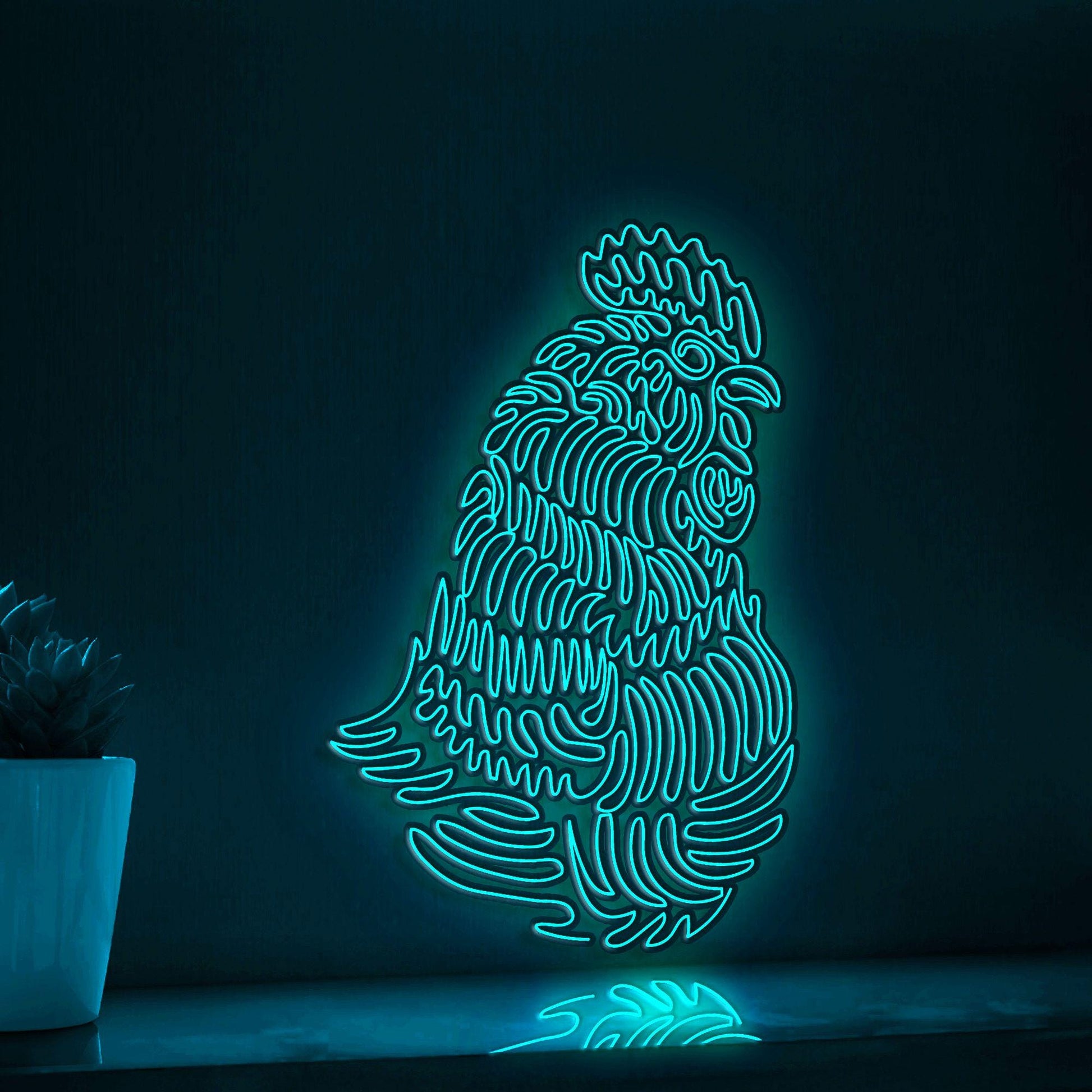 Rooster One Line EL Wire Neon Sign - Feathered Boho Wall Decor - myneonup