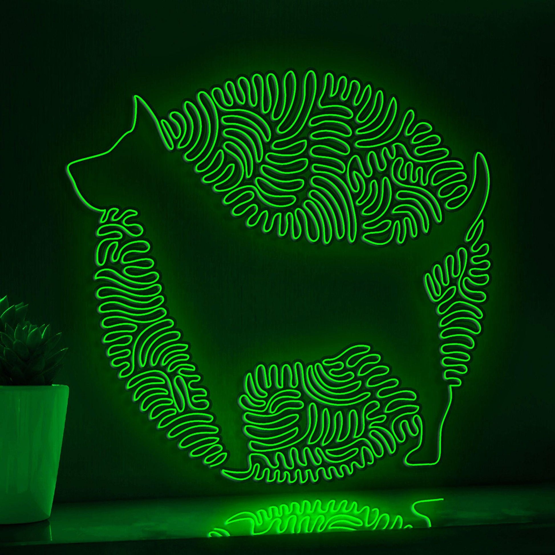 Dog One Line Art EL Wire Neon Sign - Funny Pet Circle Wall Decor - myneonup