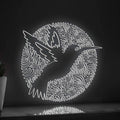 Hummingbird One Line Art EL Wire Neon Sign - Circle Floral Bird Wall Decor - myneonup