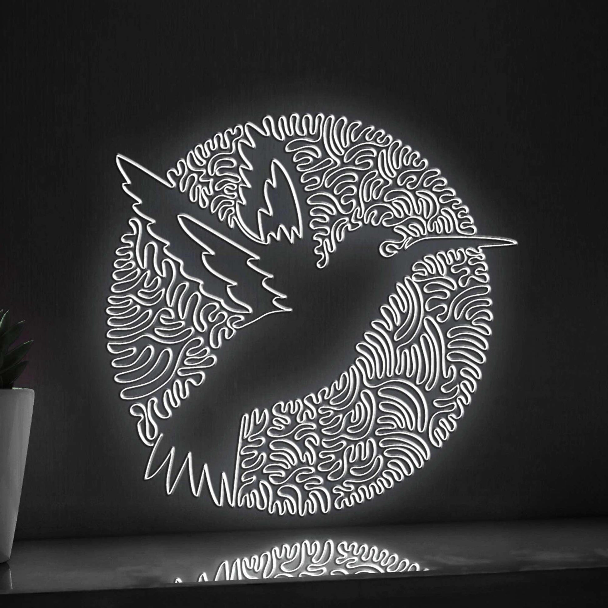 Hummingbird One Line Art EL Wire Neon Sign - Circle Floral Bird Wall Decor - myneonup