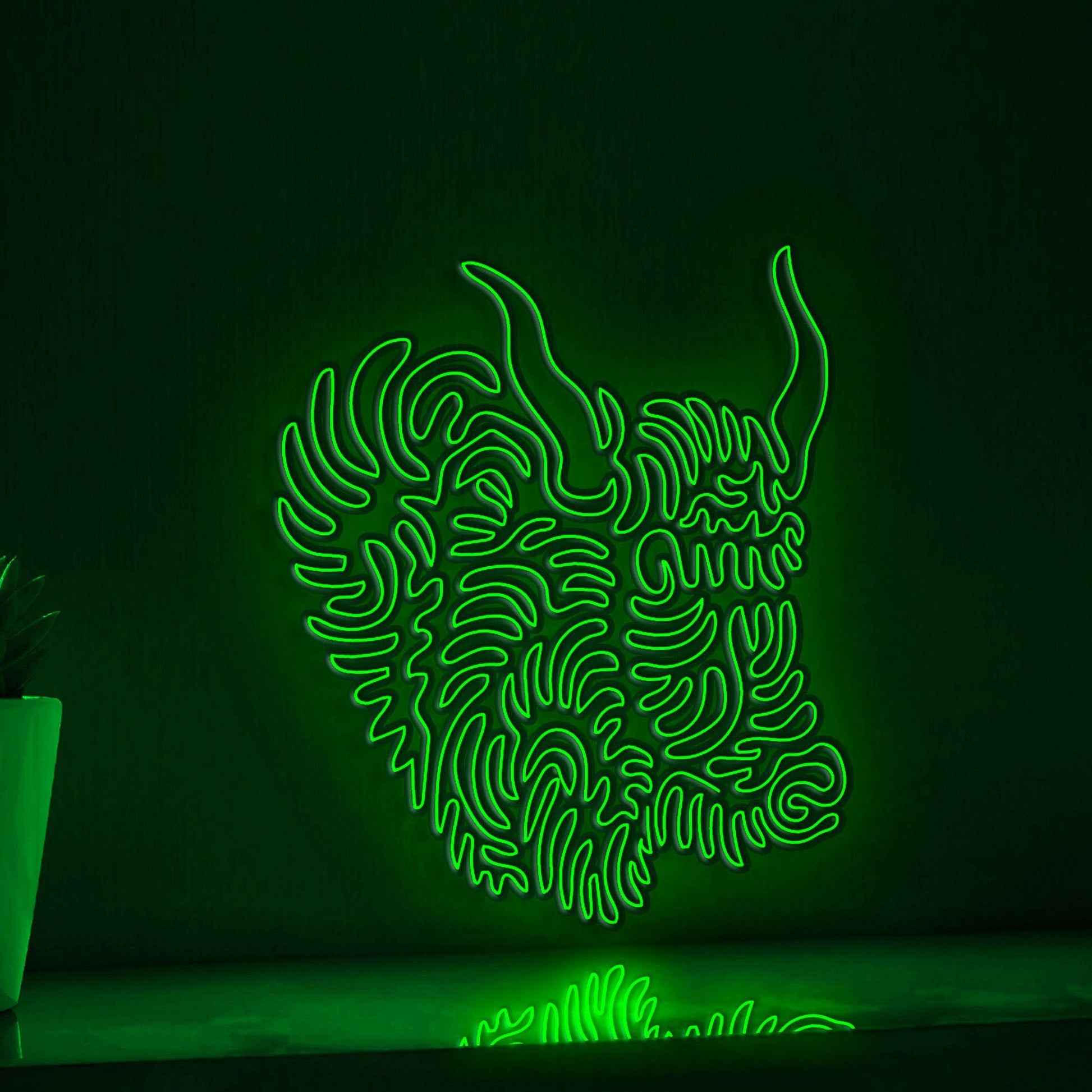 Yak One Line EL Neon - Curved Horns Animal Art - myneonup