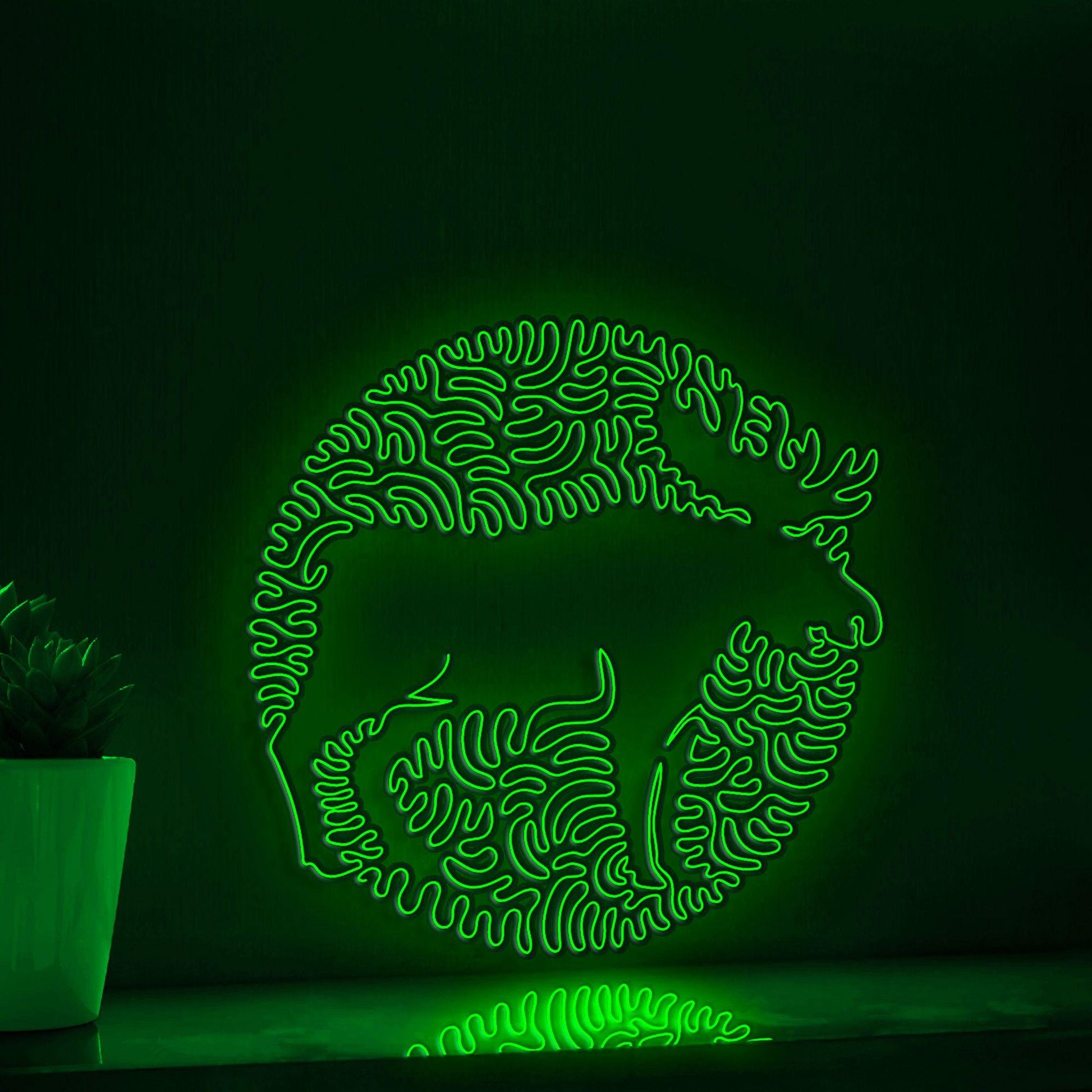 Moose One Line EL Wire Neon Sign - Forest Animal Circle Wall Art - myneonup