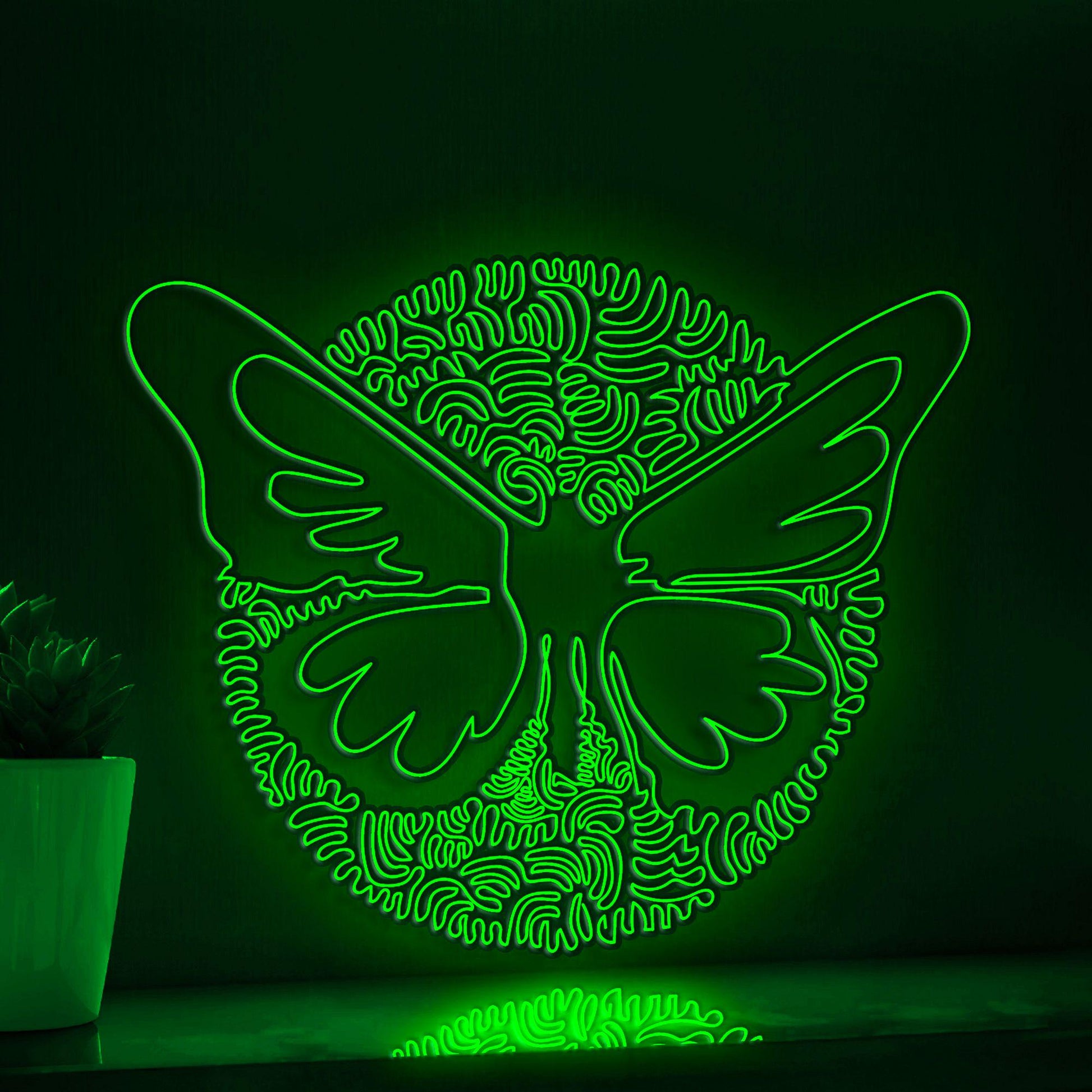 Butterfly One Line Art EL Wire Neon Sign - Floral Wing Circle Wall Decor - myneonup