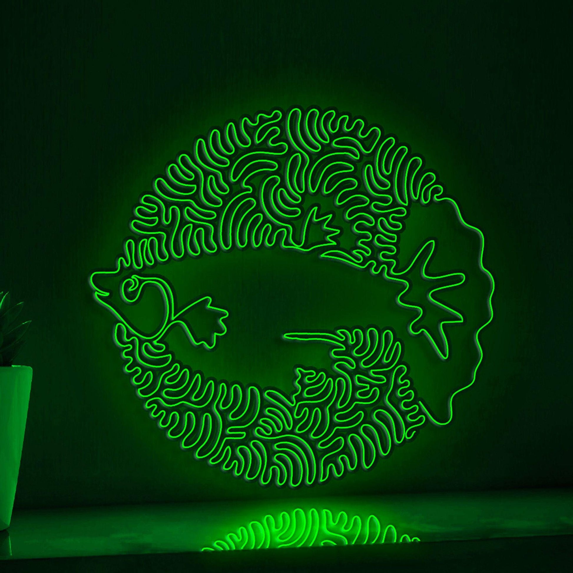 Guppy One Line EL Neon - Ocean Themed Aquarium Art Wall Decor - myneonup