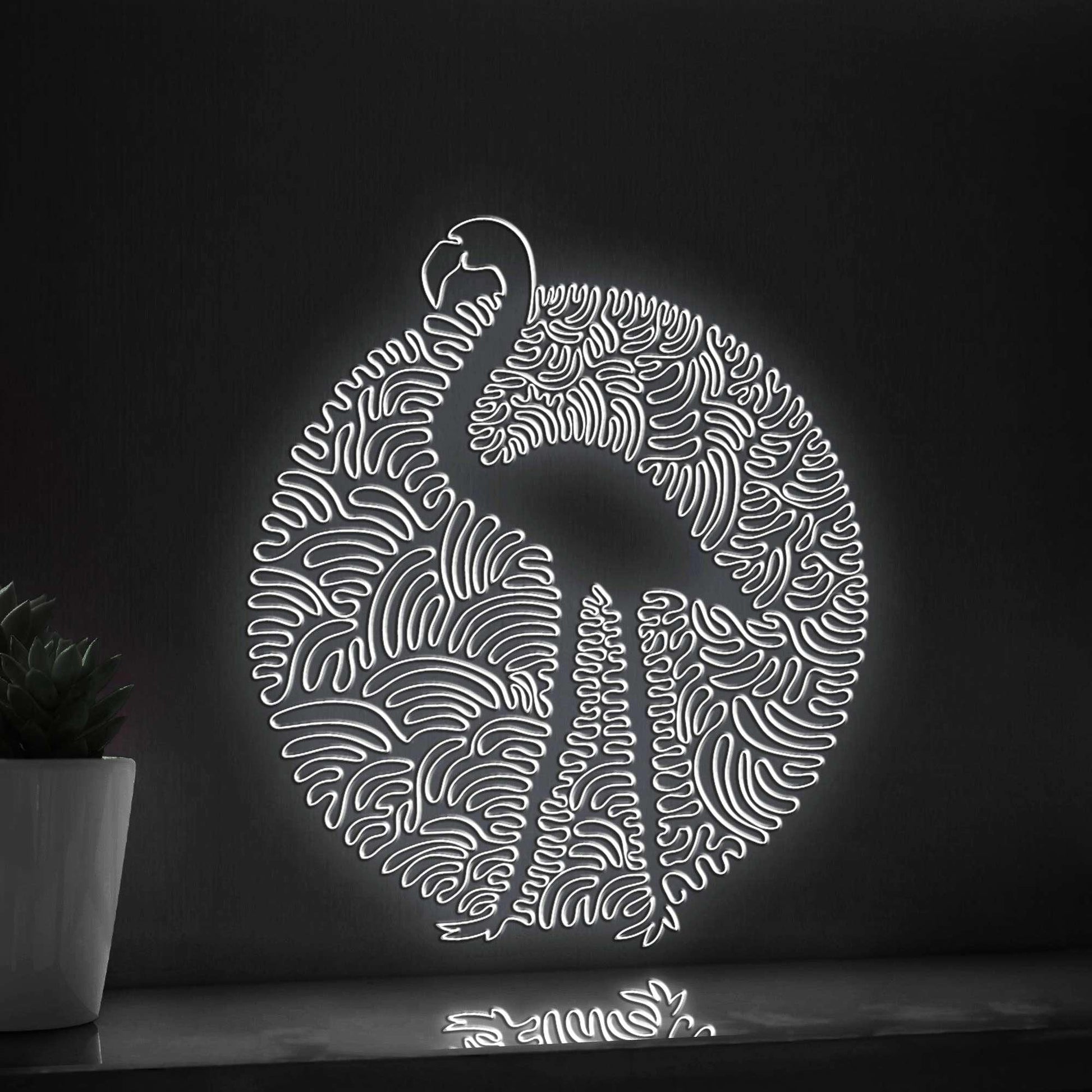 Flamingo One Line Art EL Wire Neon Sign - Minimalist Boho Wall Decor - myneonup