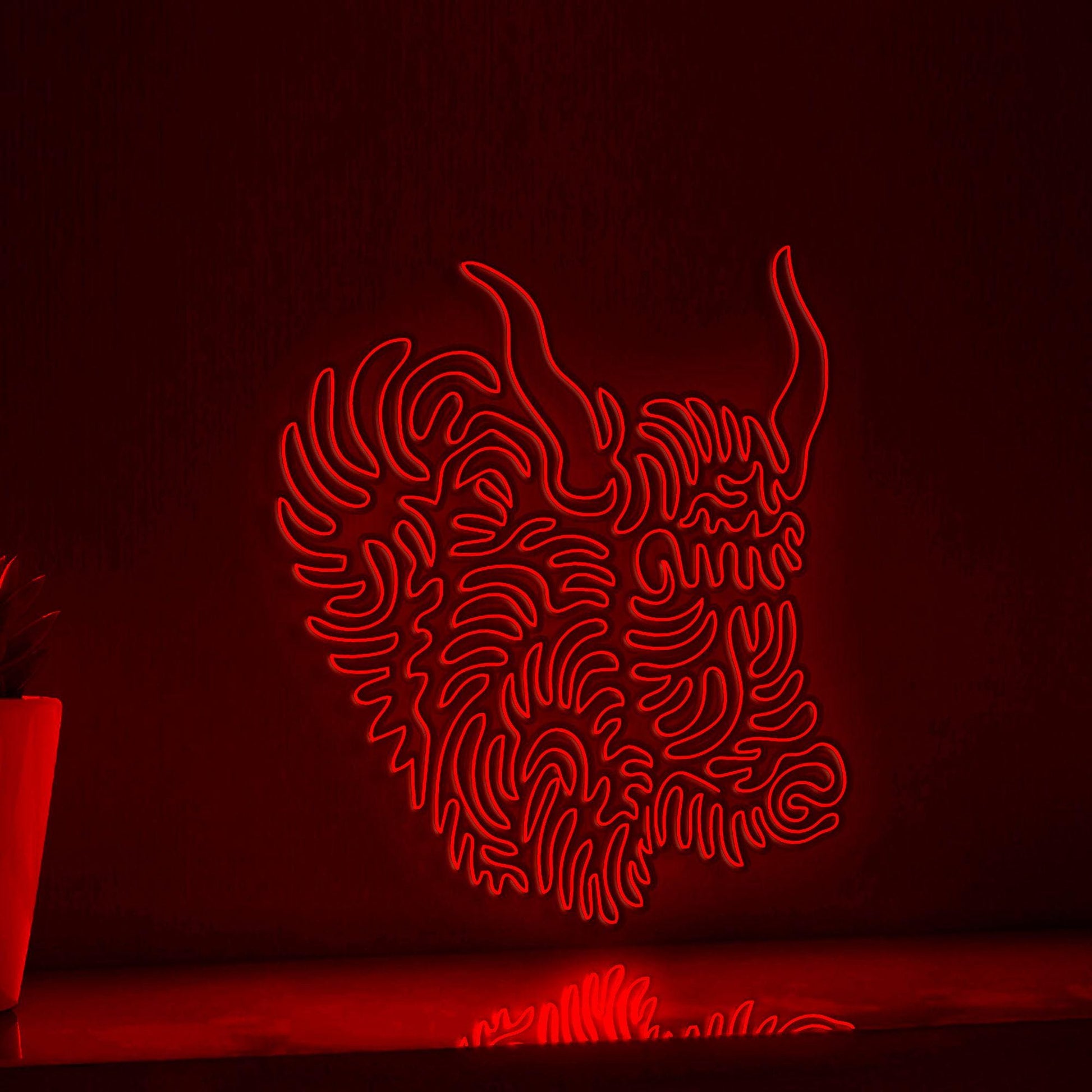 Yak One Line EL Neon - Curved Horns Animal Art - myneonup