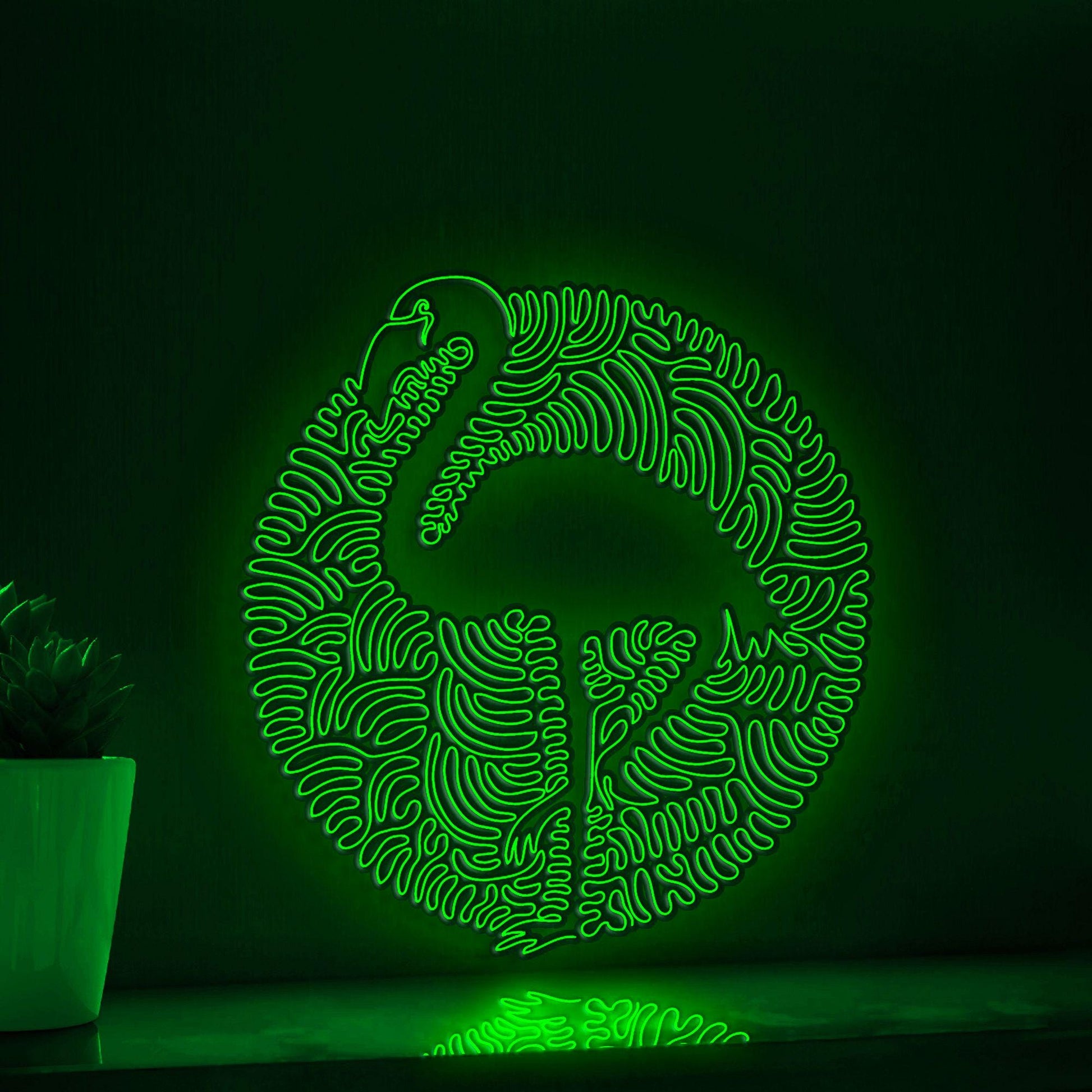 Flamingo Continuous Line EL Wire Neon Sign - Boho Abstract Wall Art Decor - myneonup