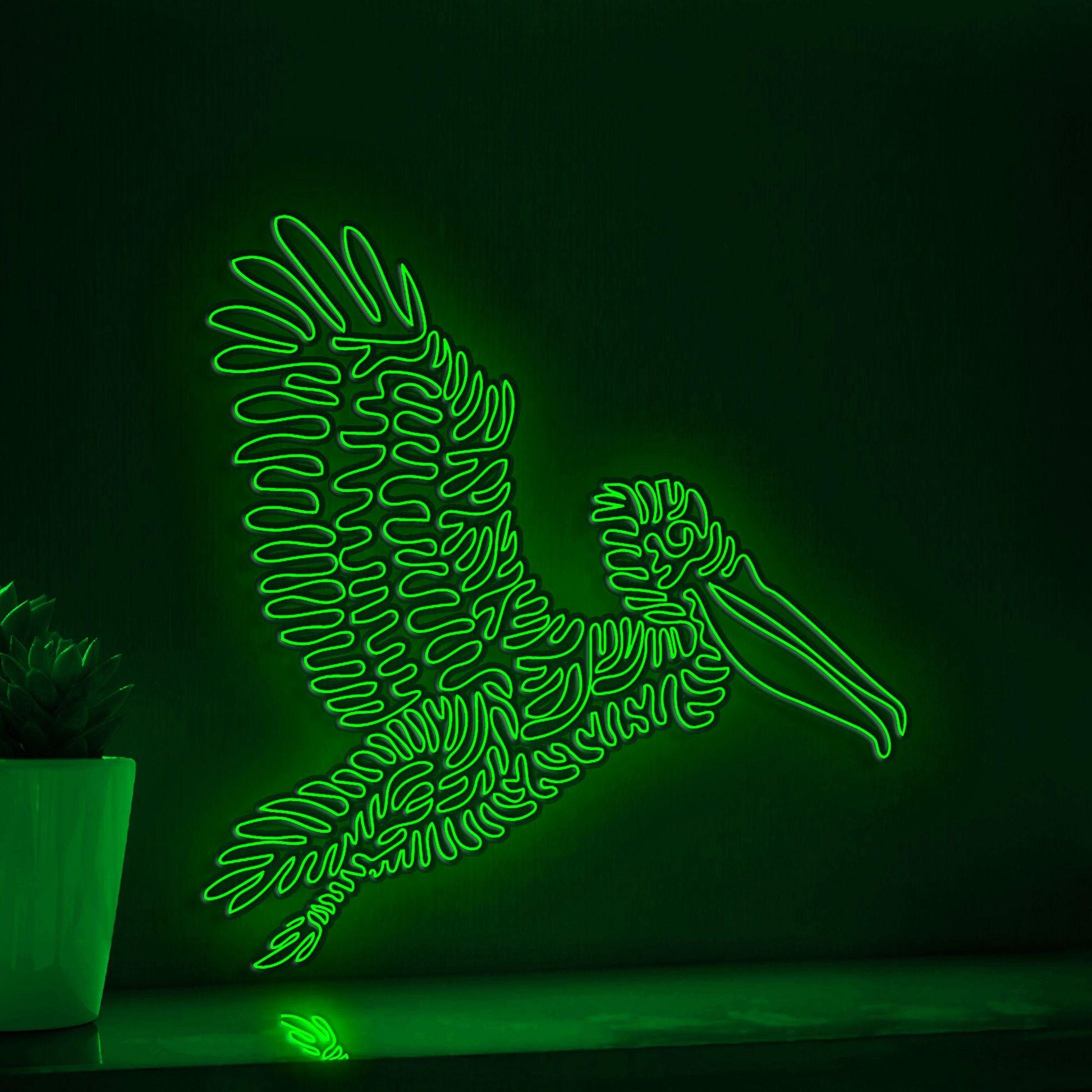 Flying Pelican EL Wire Neon Sign - Largest Bird Wall Art - myneonup