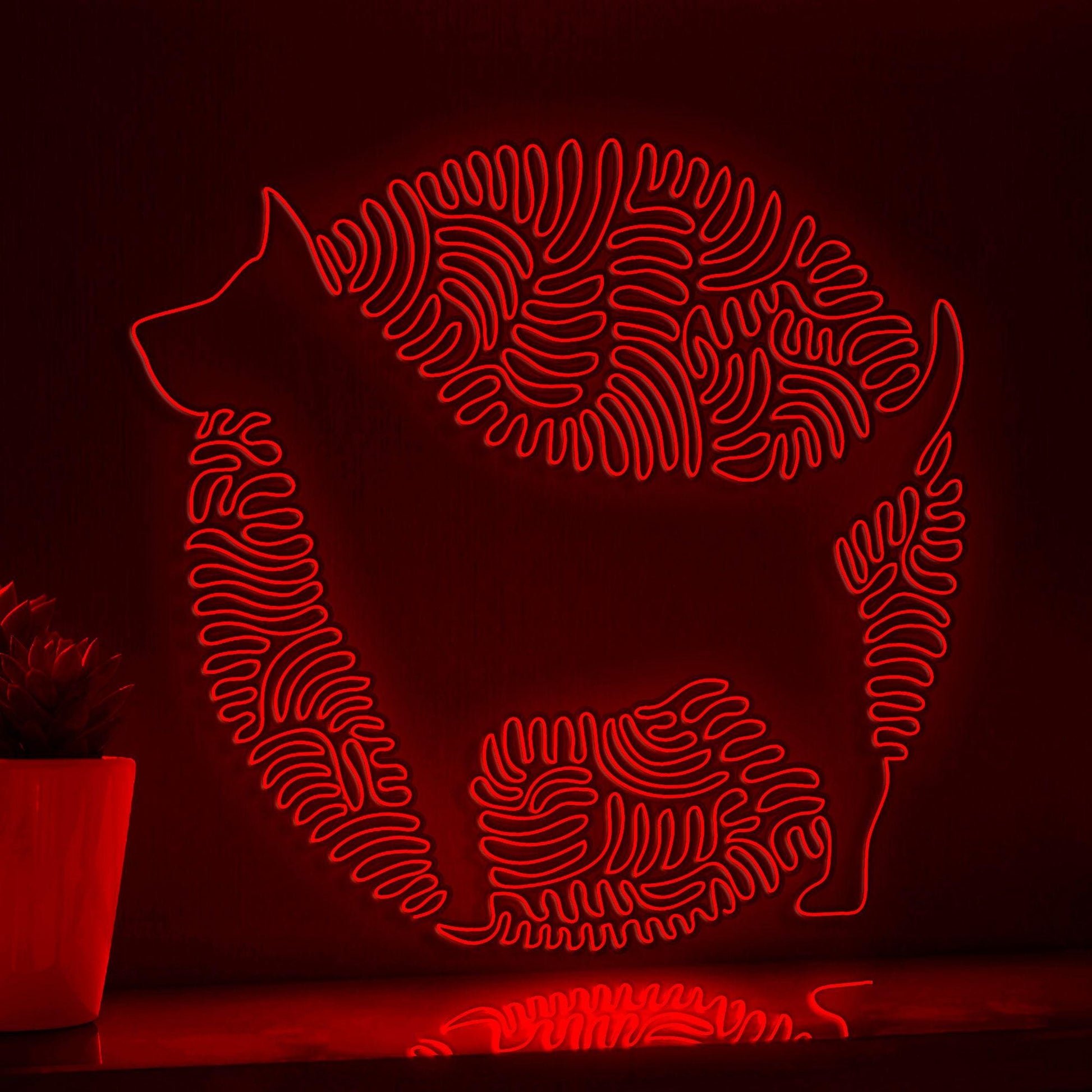 Dog One Line Art EL Wire Neon Sign - Funny Pet Circle Wall Decor - myneonup