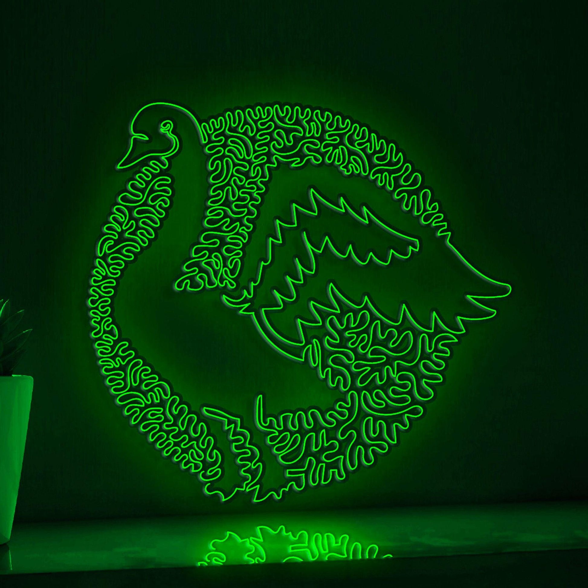 Swan One Line Art EL Wire Neon Sign - Graceful Bird Wall Decor - myneonup