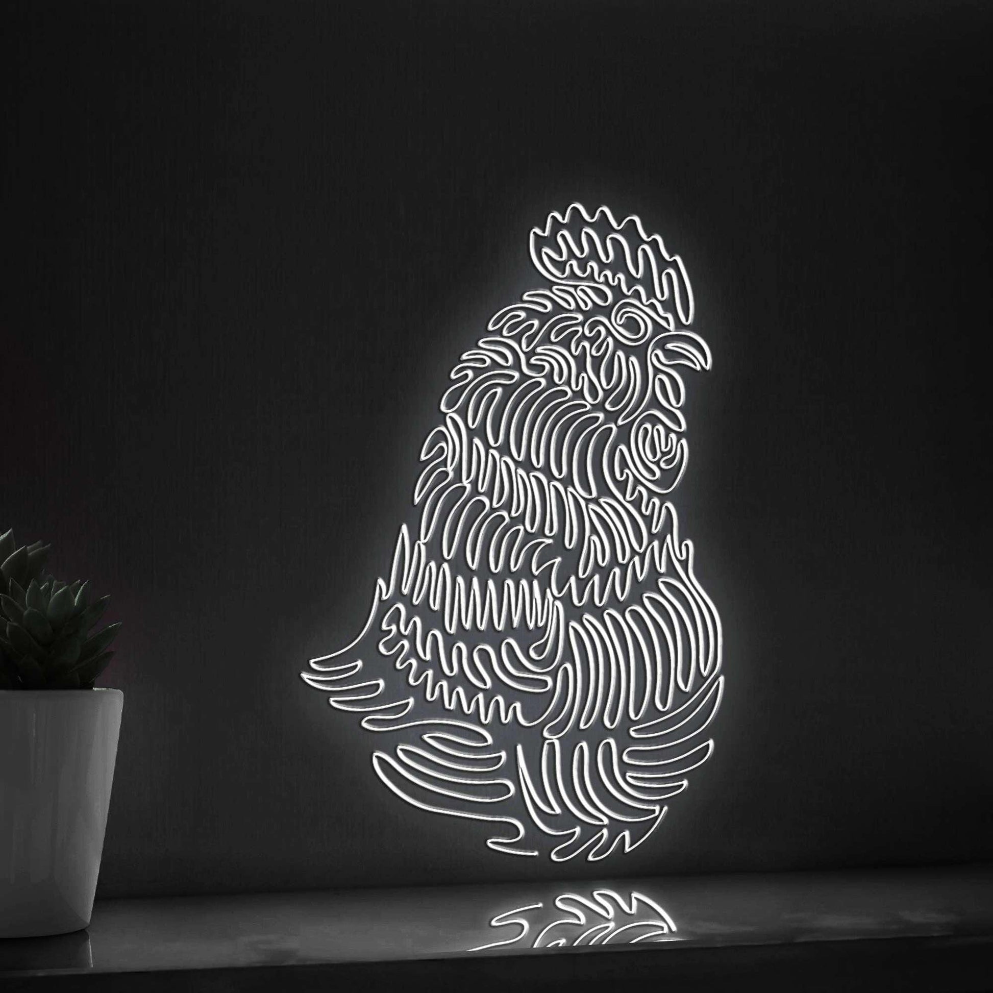 Rooster One Line EL Wire Neon Sign - Feathered Boho Wall Decor - myneonup