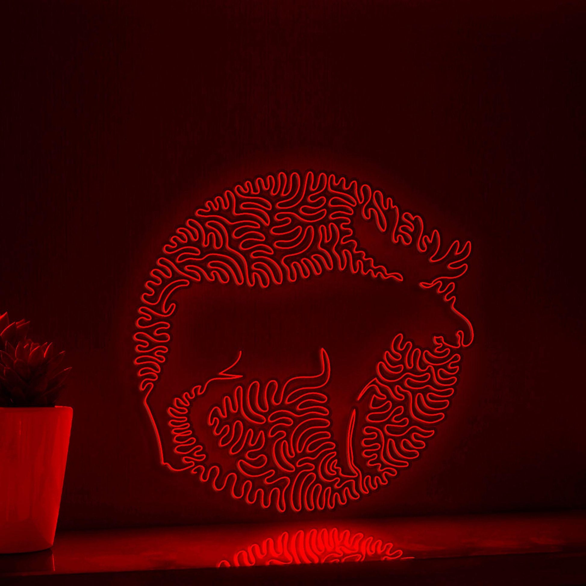 Moose One Line EL Wire Neon Sign - Forest Animal Circle Wall Art - myneonup