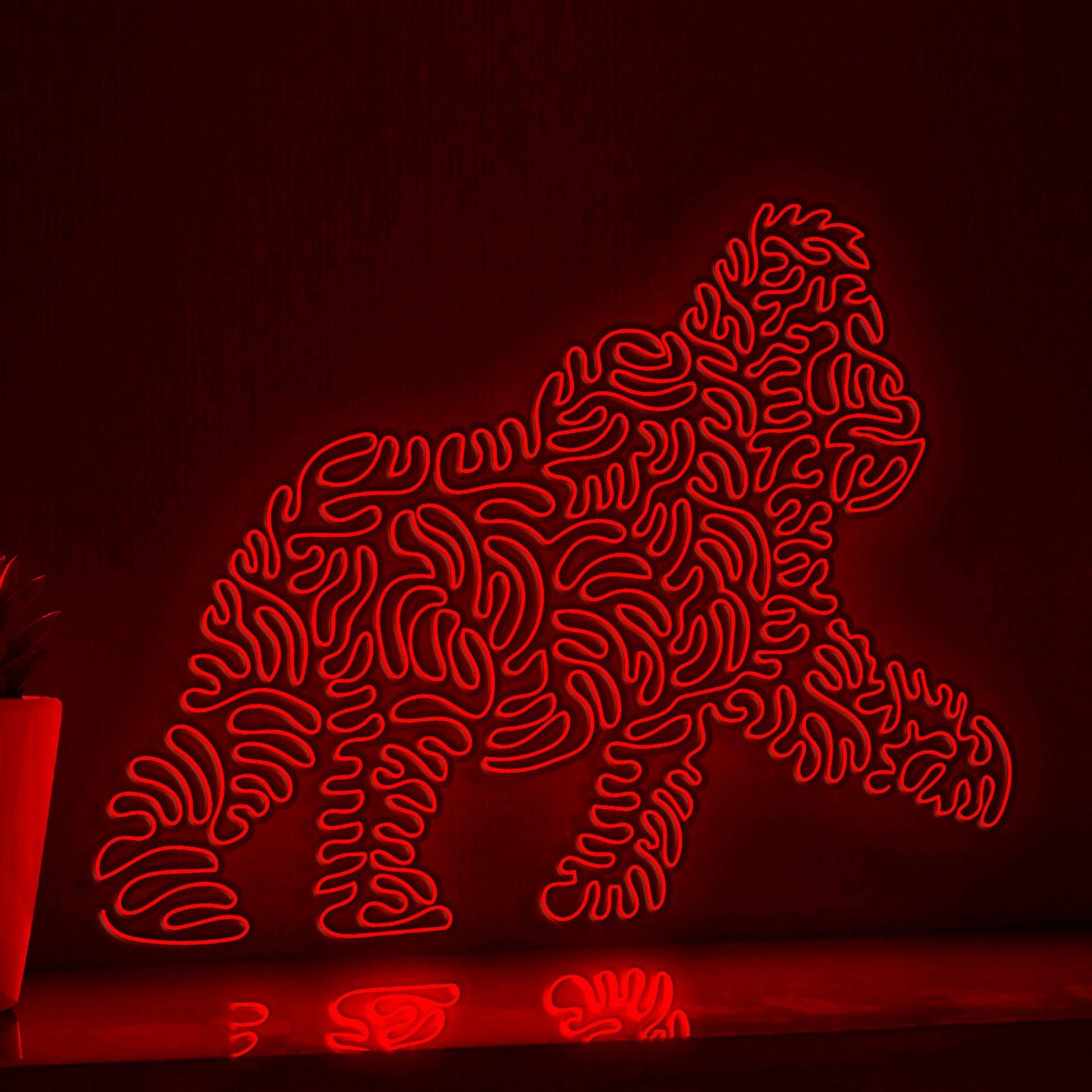 Gorilla One Line EL Wire Neon Sign - Primate Art Wall Decor - myneonup