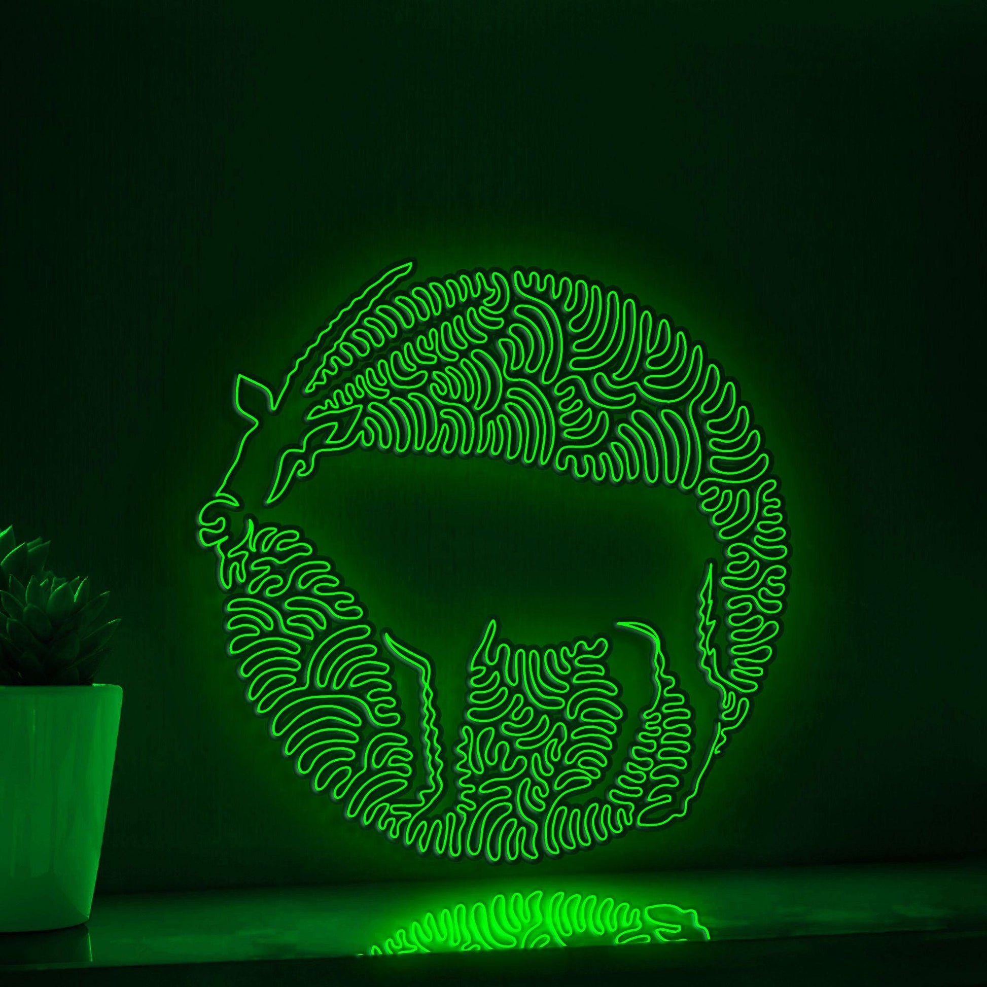 Oryx One Line Art EL Wire Neon Sign - Desert Antelope Circle Wall Decor - myneonup