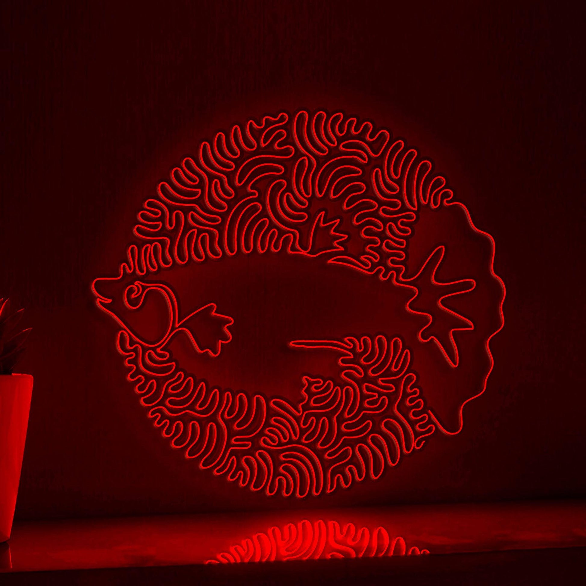 Guppy One Line EL Neon - Ocean Themed Aquarium Art Wall Decor - myneonup