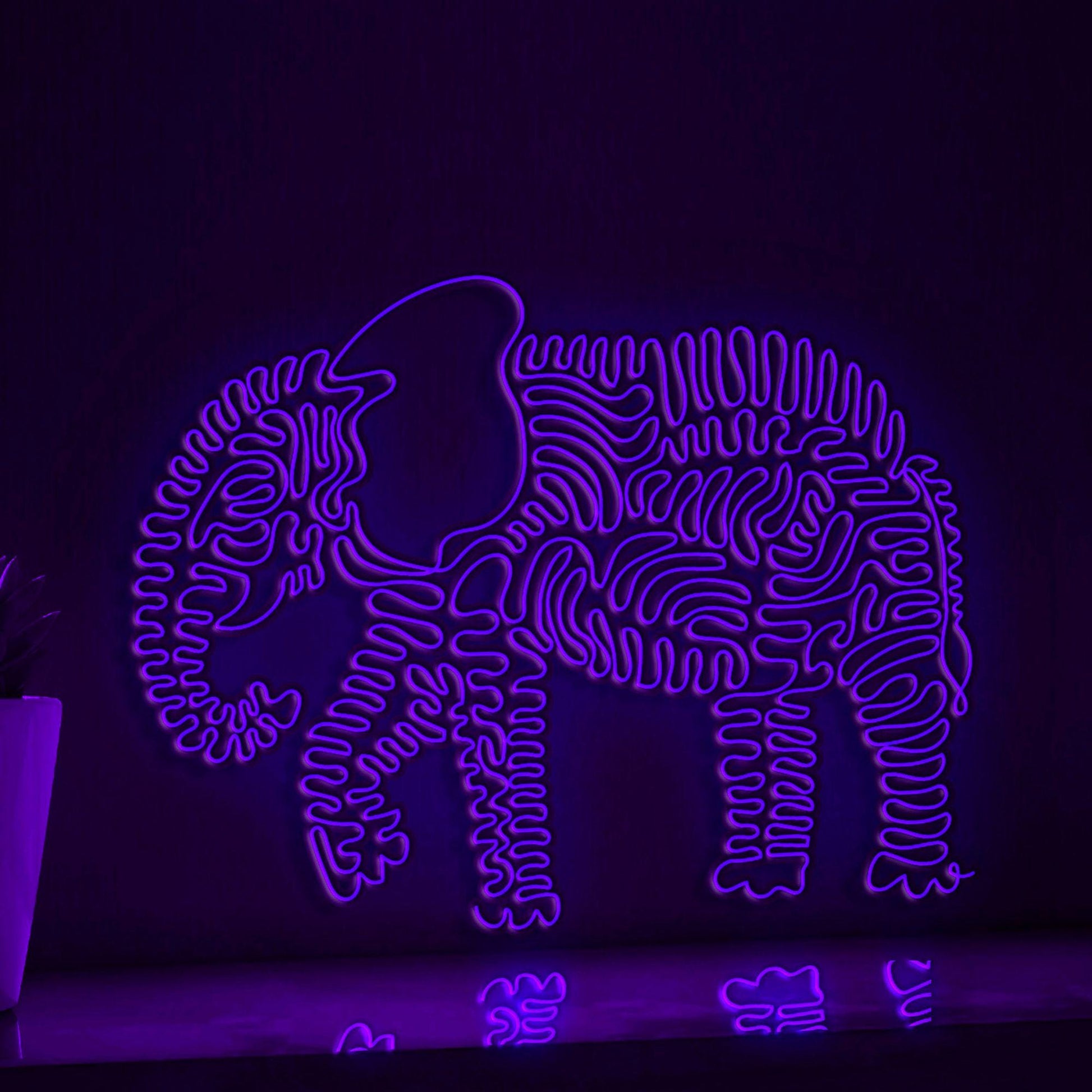 Elephant One Line Art EL Wire Neon Sign - African Animal Wall Decor - myneonup