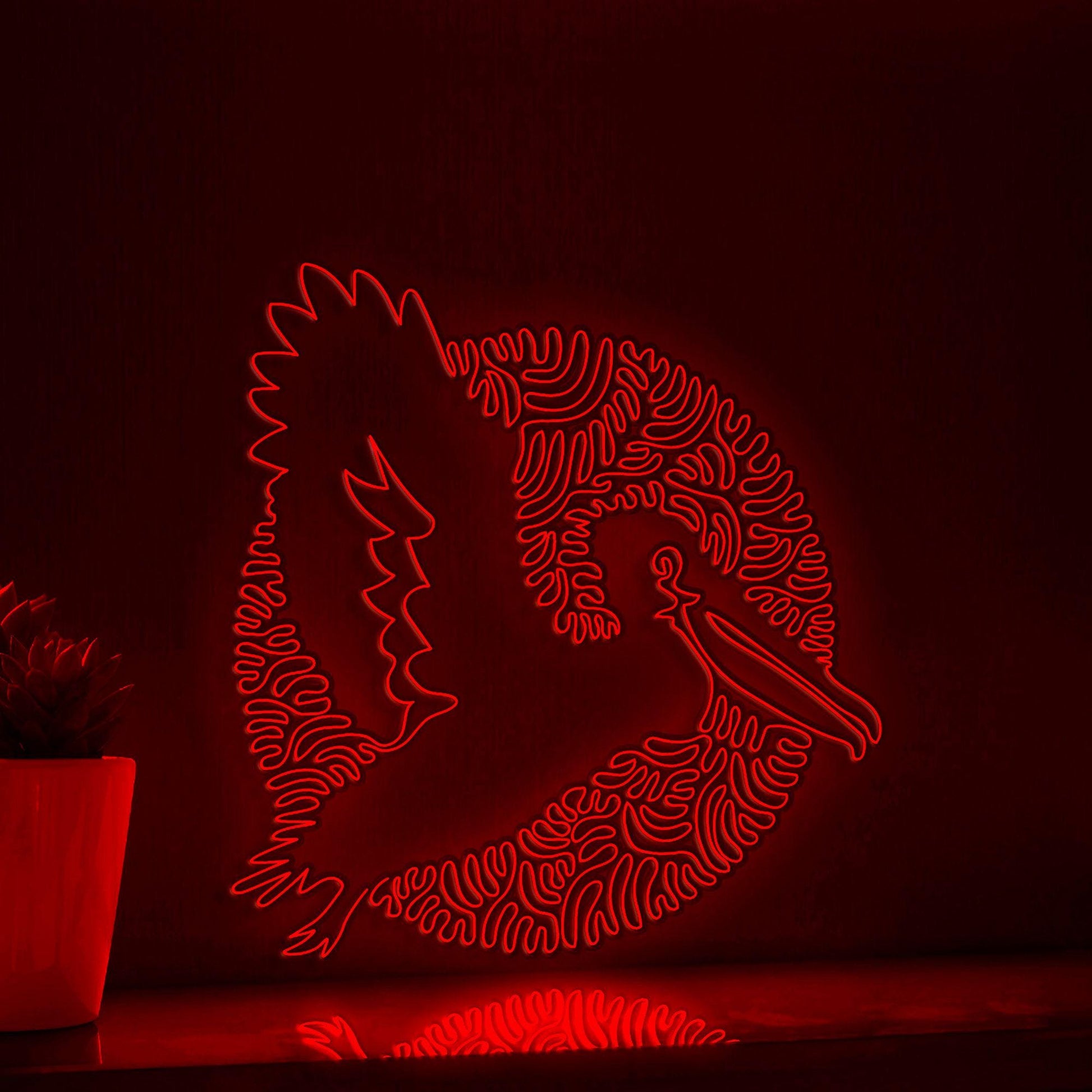 Pelican One Line Neon Sign - Elastic Pouch Bird Wall Art - myneonup