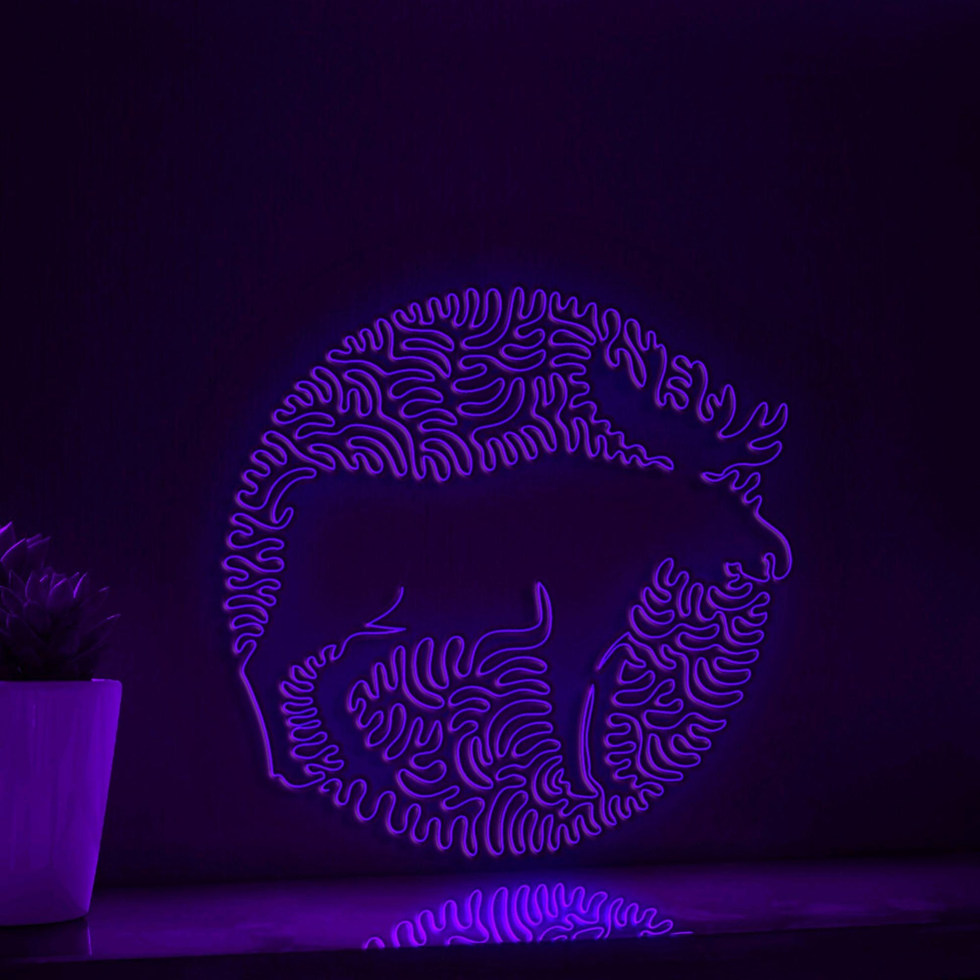 Moose One Line EL Wire Neon Sign - Forest Animal Circle Wall Art - myneonup