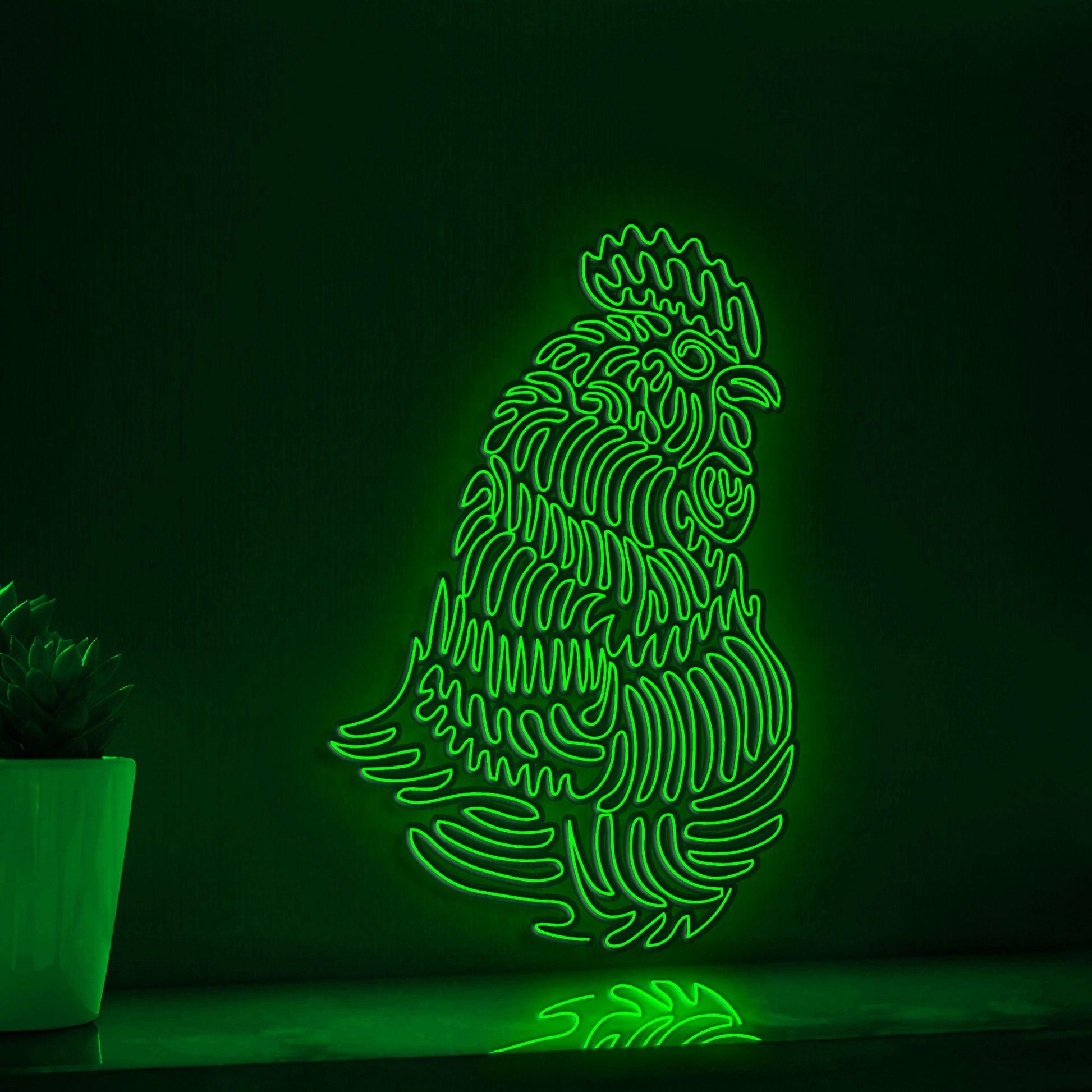 Rooster One Line EL Wire Neon Sign - Feathered Boho Wall Decor - myneonup