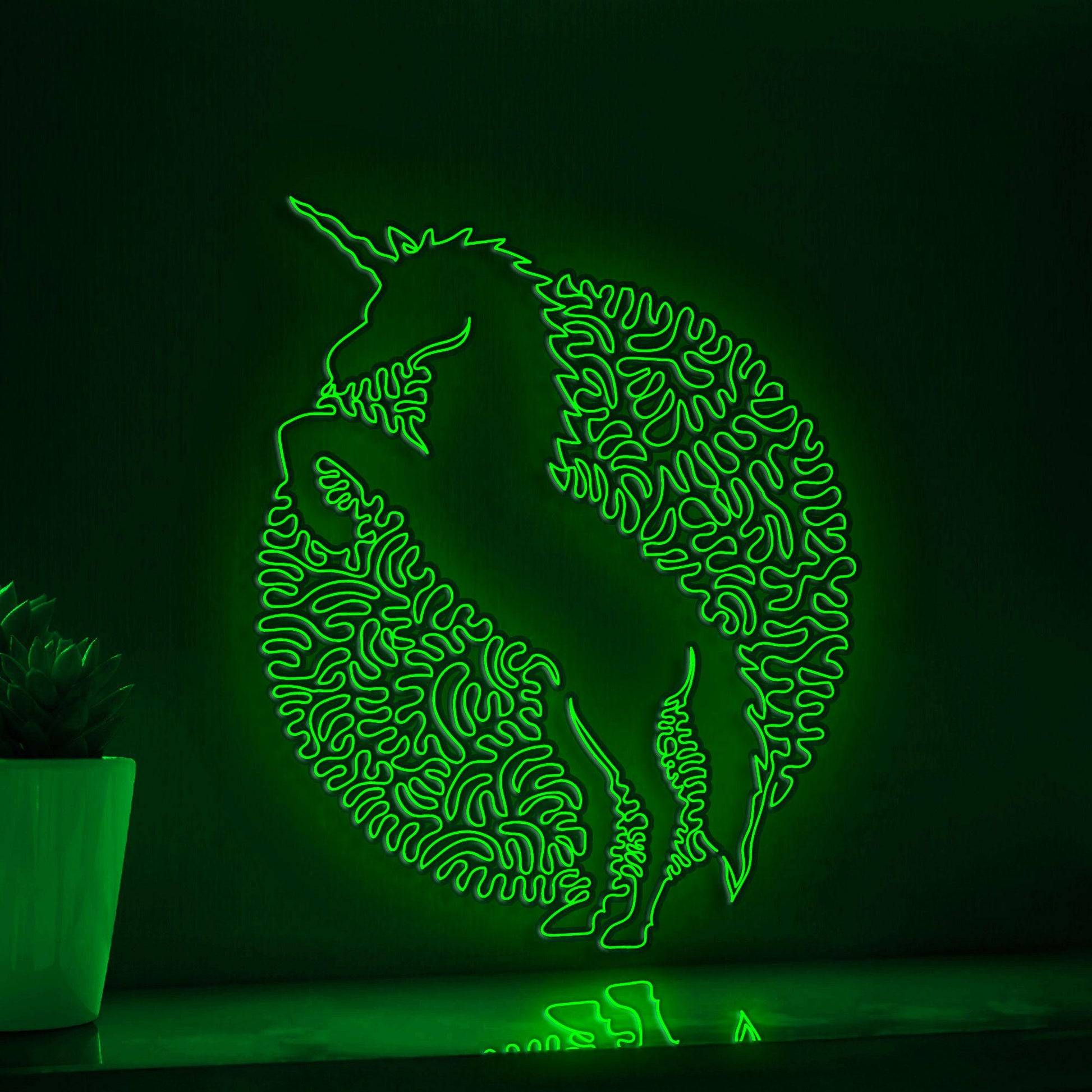 Unicorn One Line Art EL Wire Neon Sign - Mythical Creature Wall Decor - myneonup