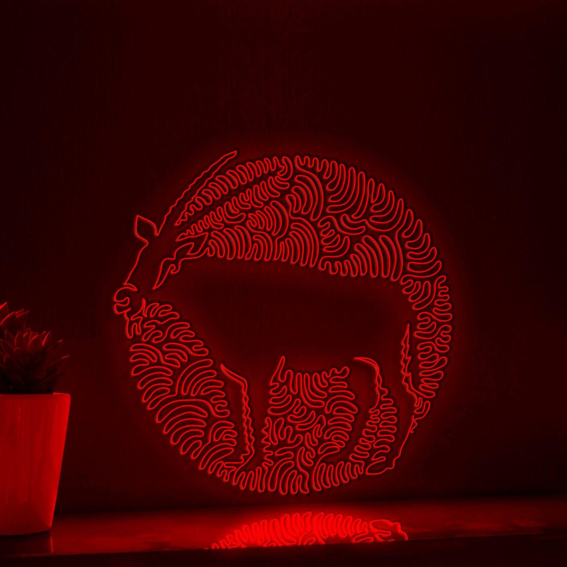 Oryx One Line Art EL Wire Neon Sign - Desert Antelope Circle Wall Decor - myneonup