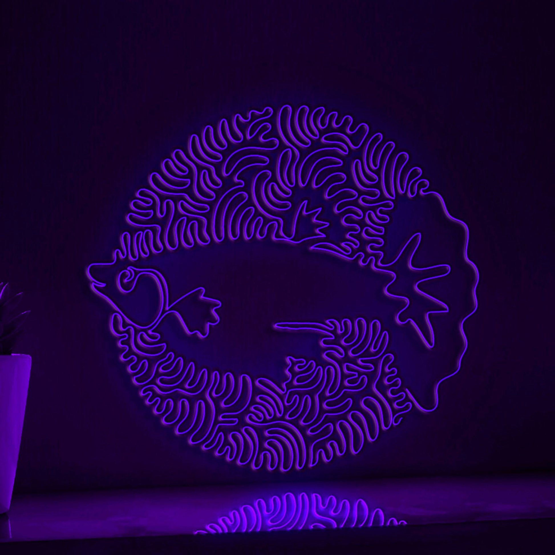 Guppy One Line EL Neon - Ocean Themed Aquarium Art Wall Decor - myneonup