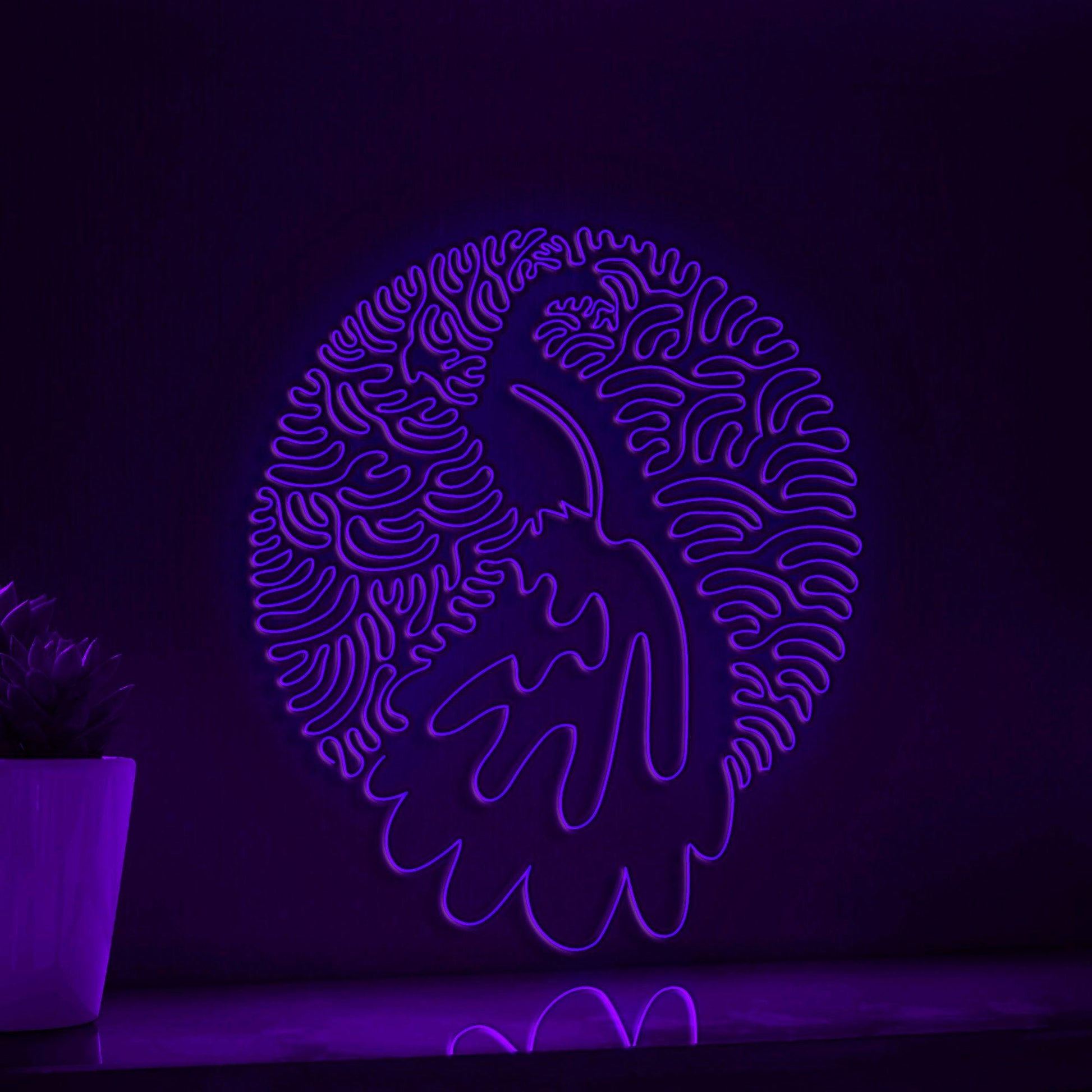 Adorable Big Peacock Tail EL Neon Art for Wall Decor - myneonup
