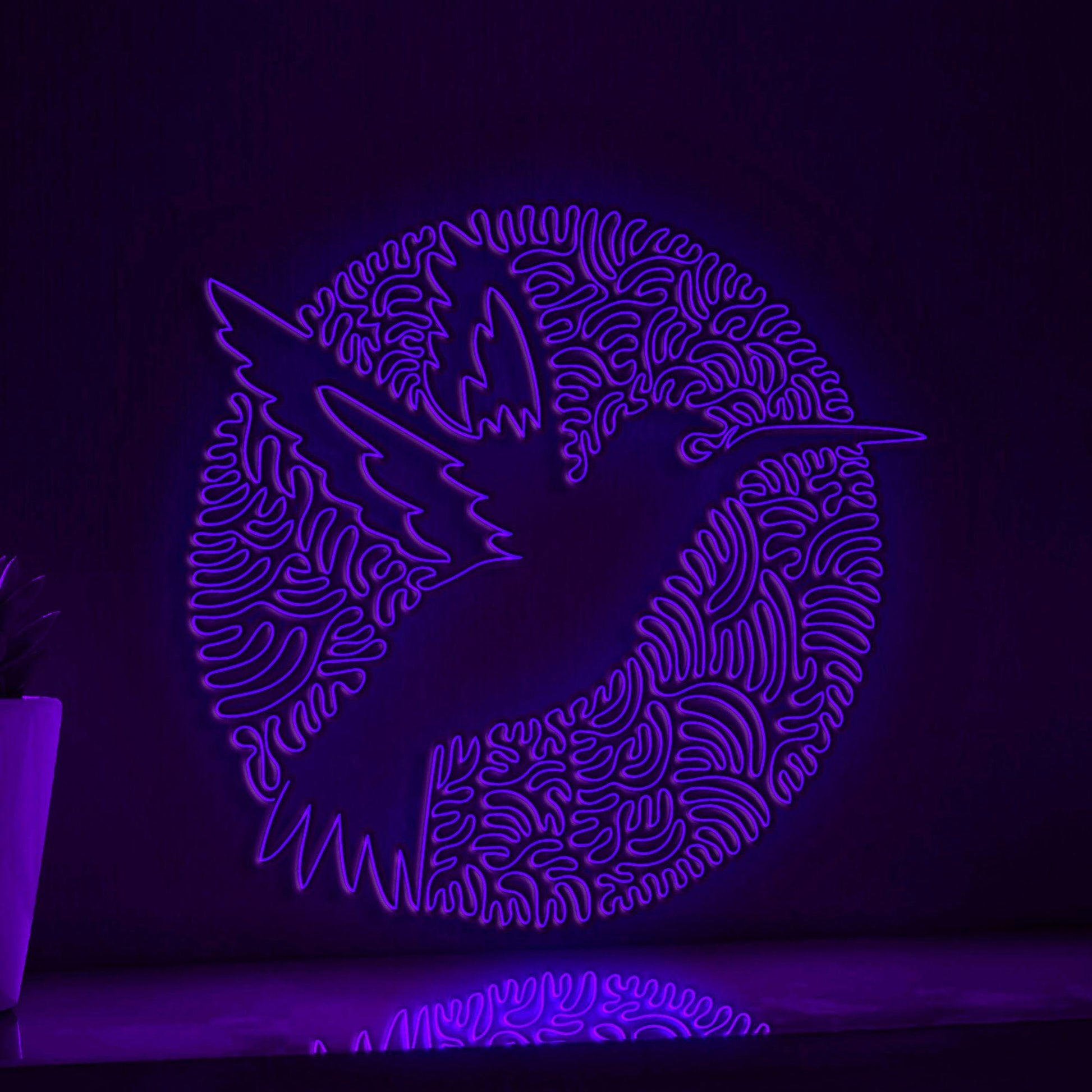 Hummingbird One Line Art EL Wire Neon Sign - Circle Floral Bird Wall Decor - myneonup