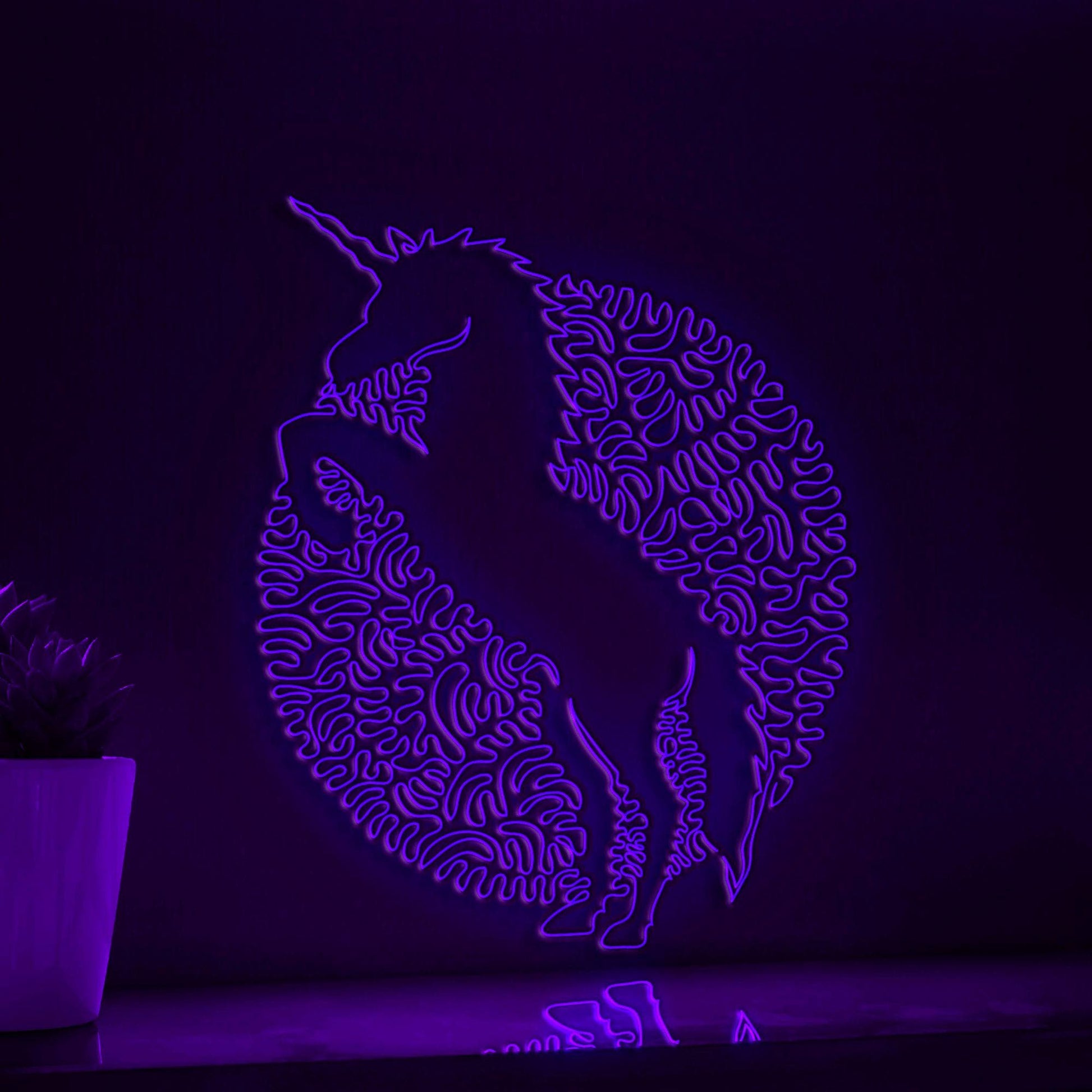 Unicorn One Line Art EL Wire Neon Sign - Mythical Creature Wall Decor - myneonup