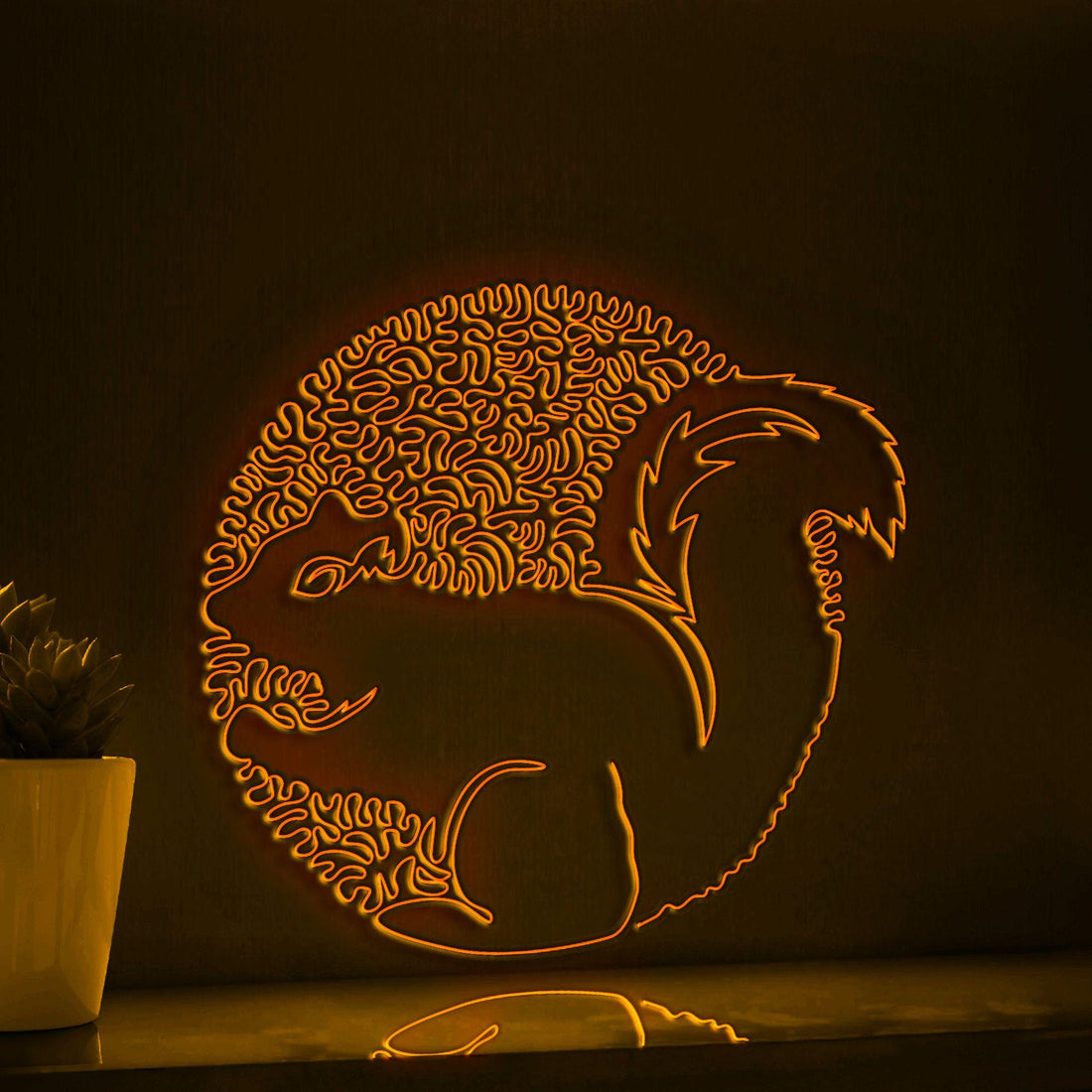 Squirrel One Line Neon - Fluffy Tail Forest Themed Decor - myneonup