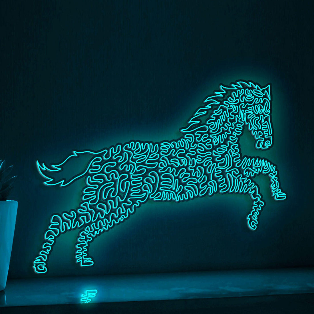 Horse One Line EL Wire Neon Sign - Galloping Equine Wall Art - myneonup