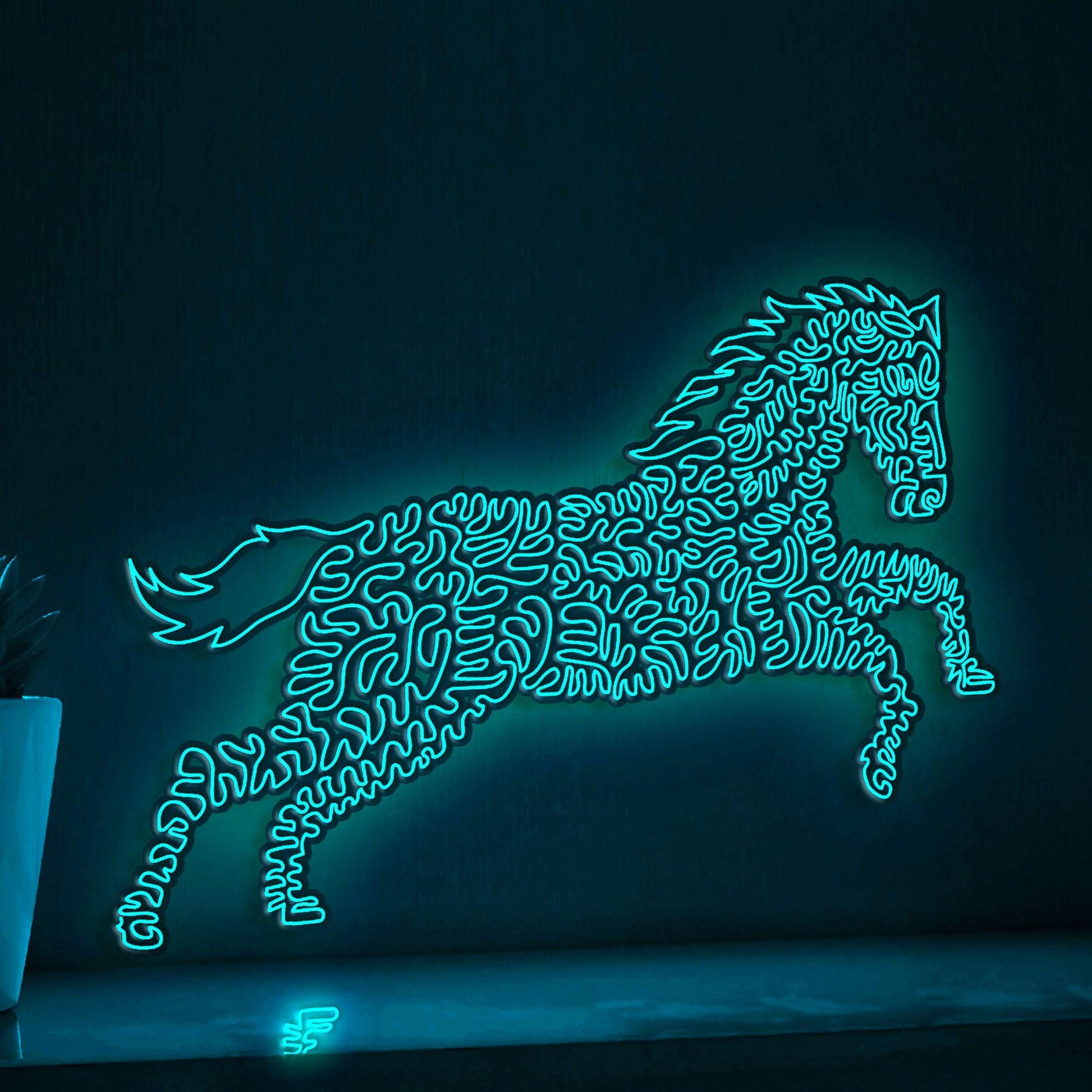 Horse One Line EL Wire Neon Sign - Galloping Equine Wall Art - myneonup