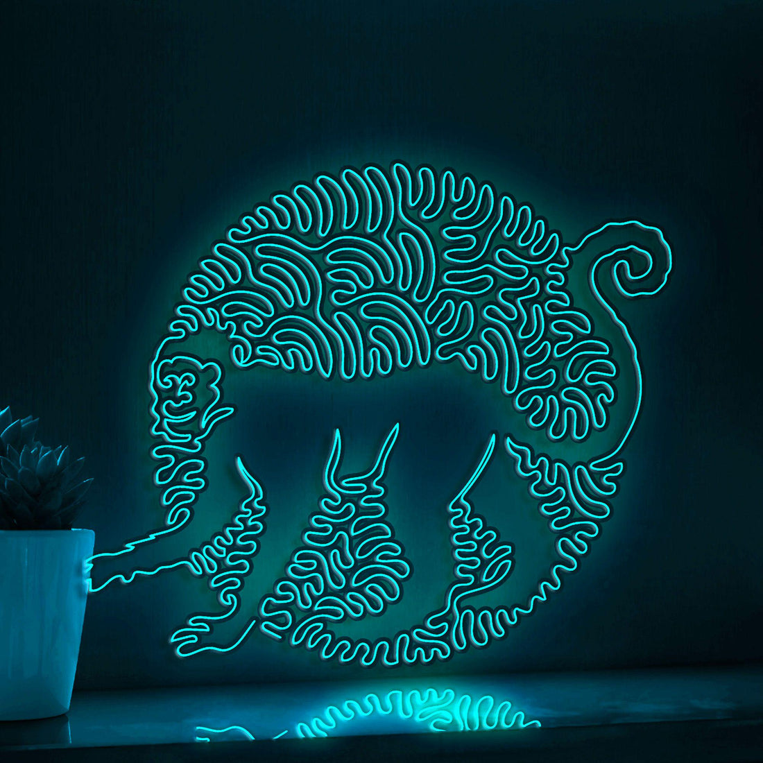 Monkey One Line EL Wire Neon Sign - Intelligent Primate Art - myneonup