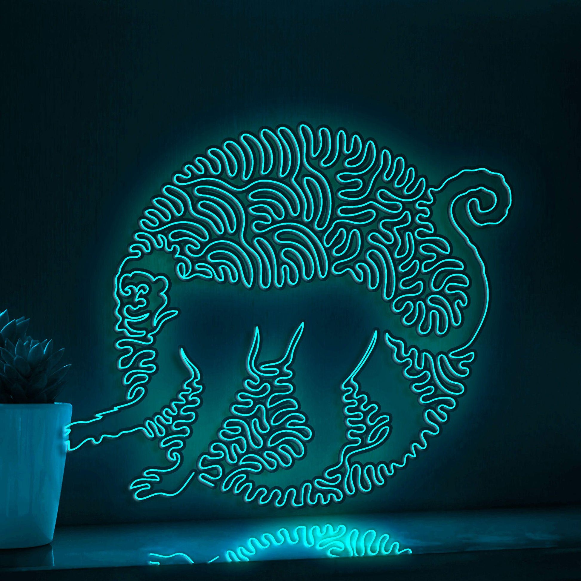 Monkey One Line EL Wire Neon Sign - Intelligent Primate Art - myneonup
