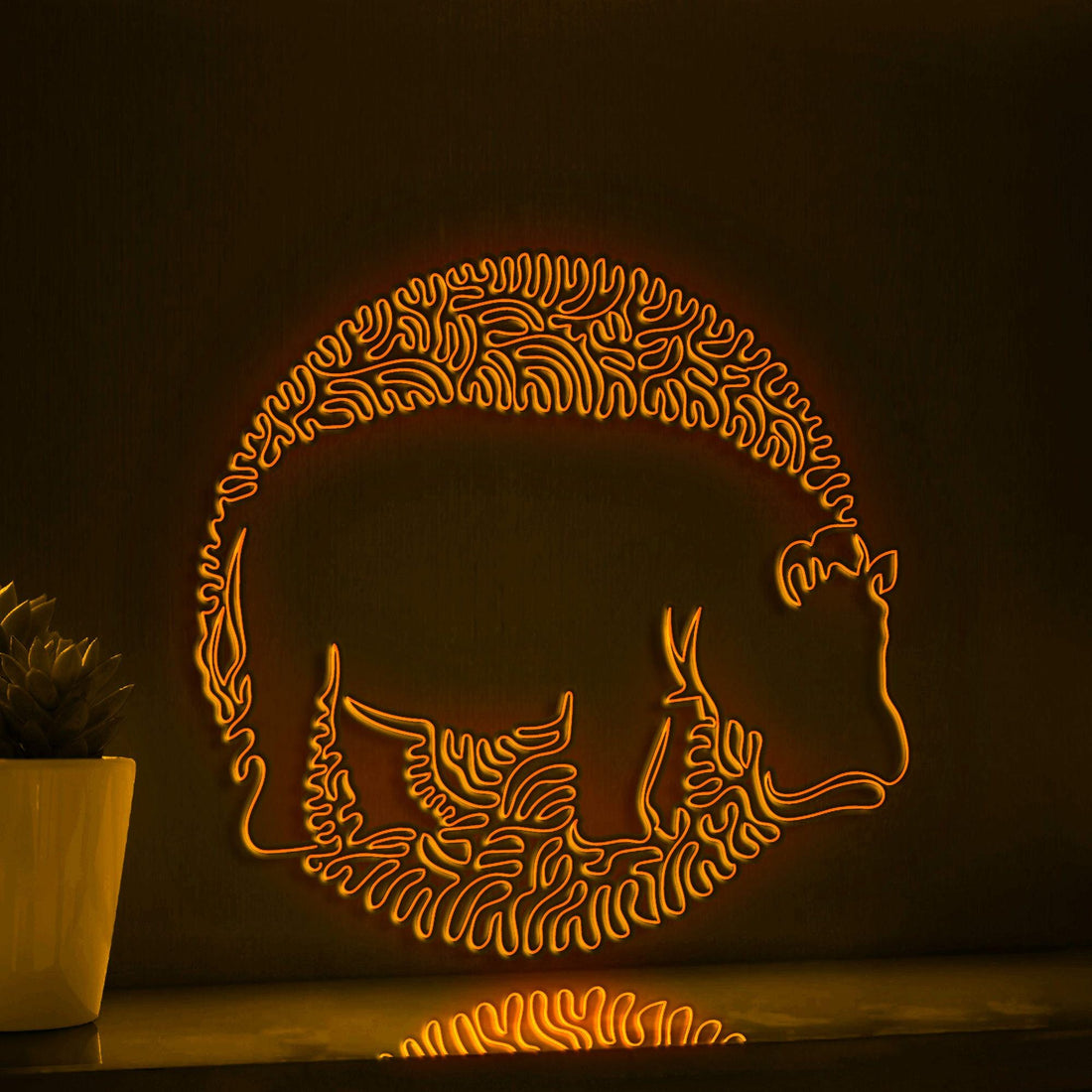 Hippo One Line EL Neon - Grazer Animal Wall Decor - myneonup