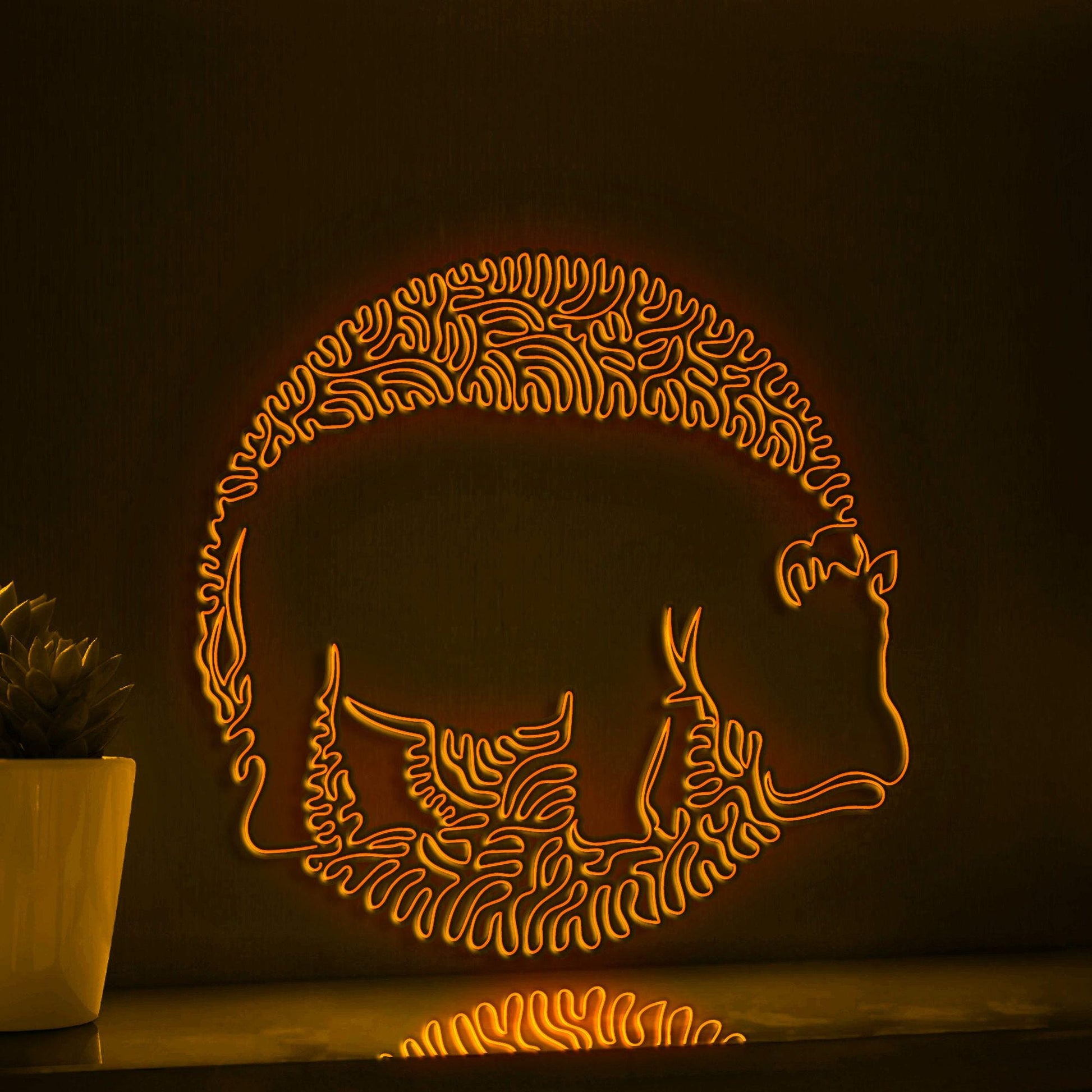 Hippo One Line EL Neon - Grazer Animal Wall Decor - myneonup