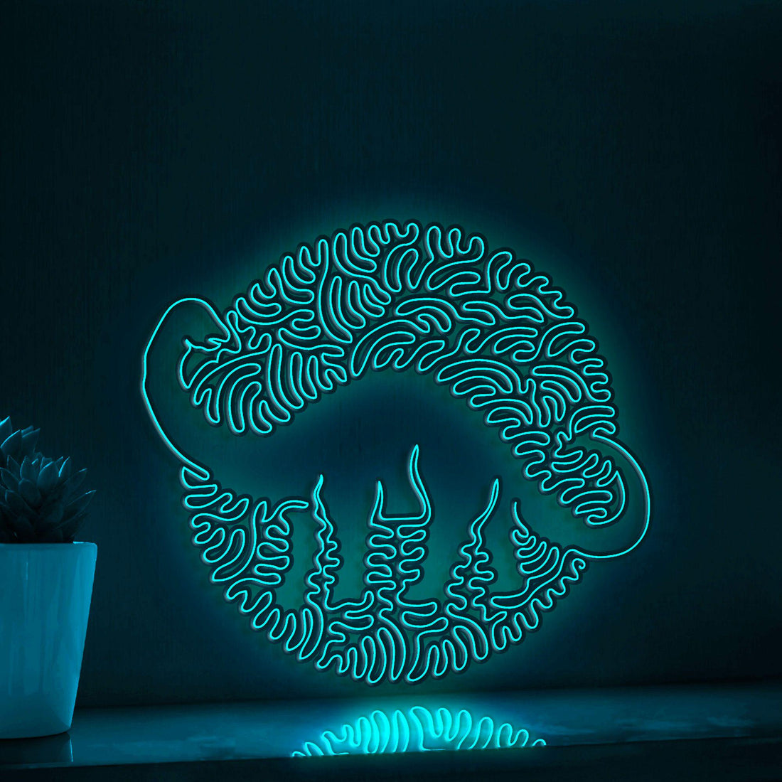 Apatosaurus One Line EL Neon - Dino Tail Wall Decor - myneonup
