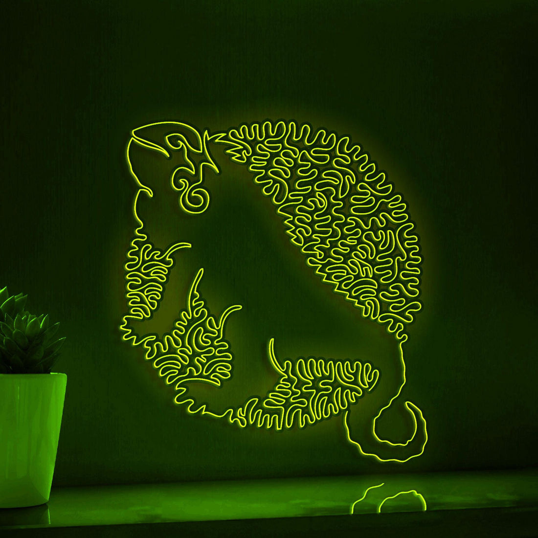 Iguana One Line EL Wire Neon Sign - Tropical Lizard Wall Decor - myneonup