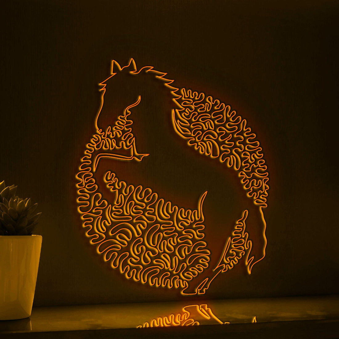 Horse One Line Art EL Wire Neon Sign - Prancing Equine Wall Decor - myneonup