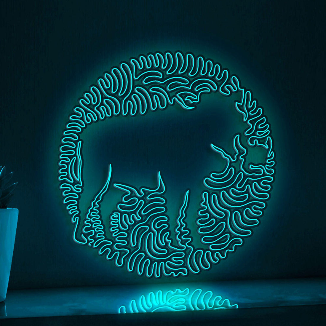 Warthog One Line EL Wire Neon Sign - African Tusker Wall Art - myneonup