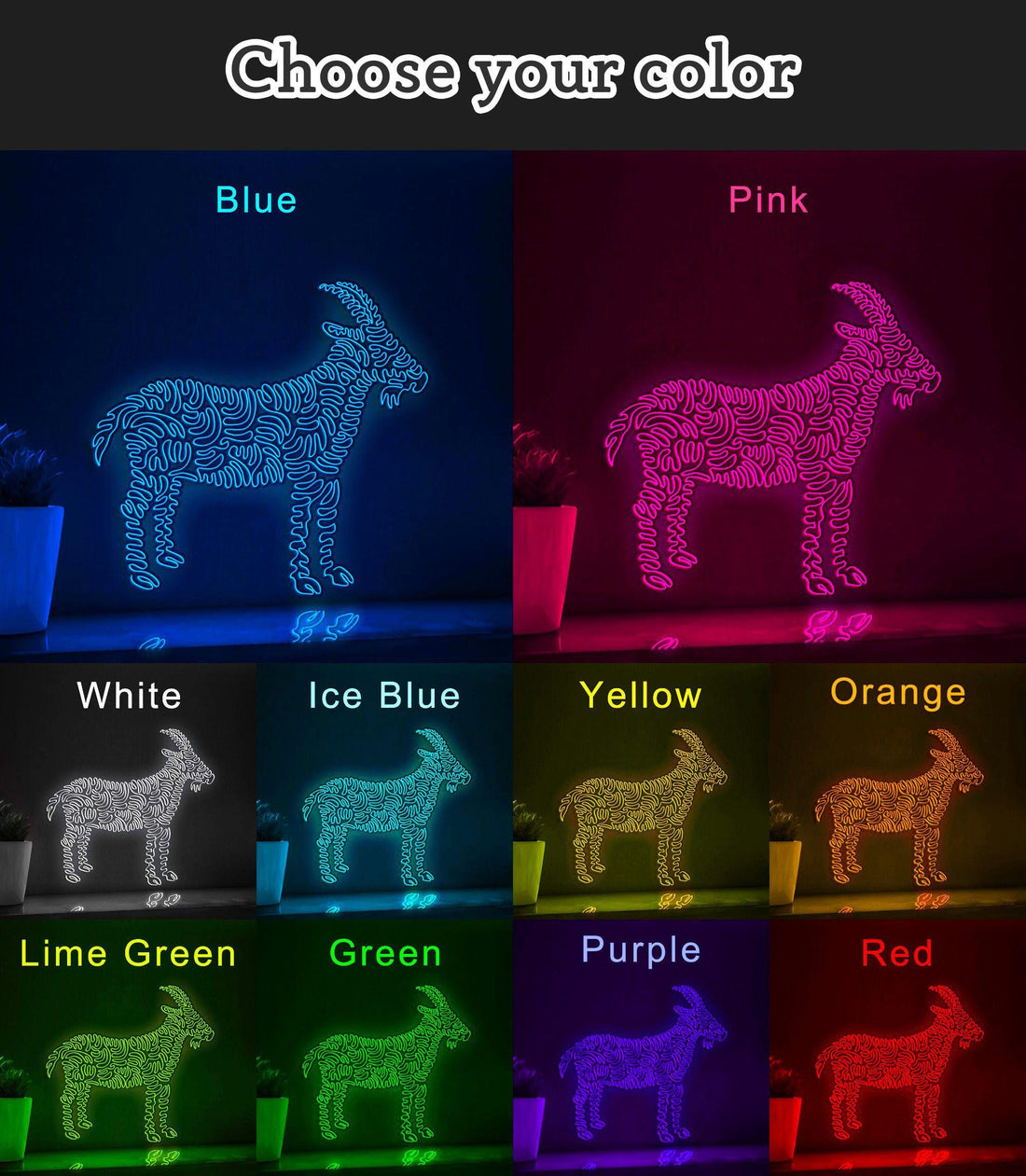 Goat One Line EL Wire Neon Sign - Farm-Raised Animal Decor - myneonup