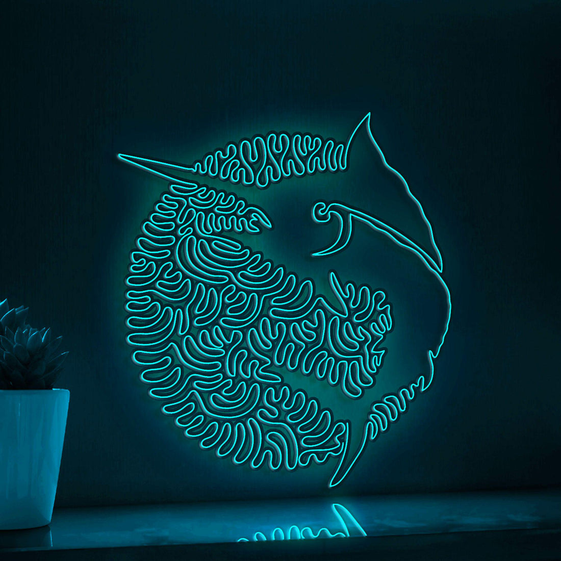 Marlin One Line EL Wire Neon Sign - Long Dorsal Fin Wall Art - myneonup