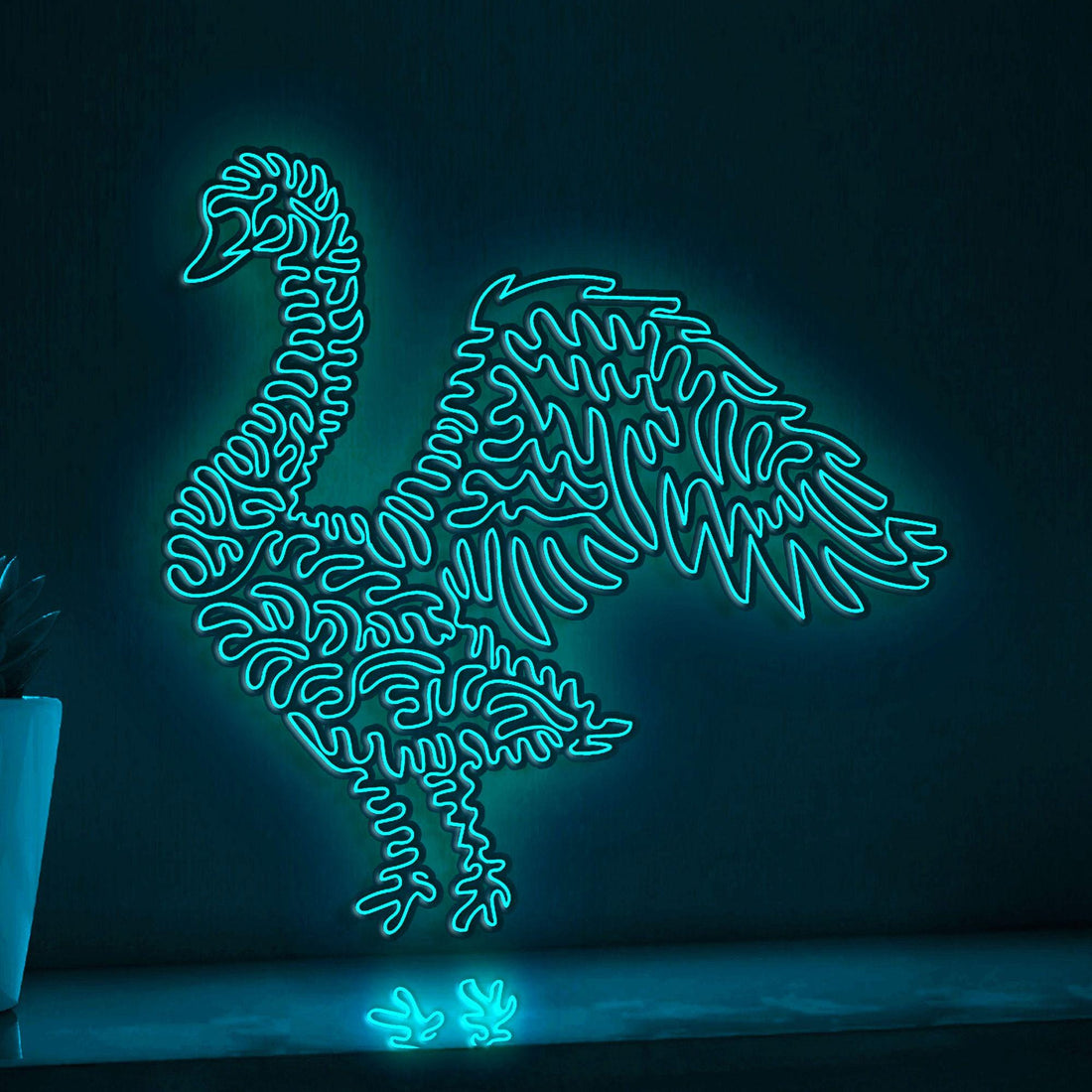 Swan One Line EL Neon - Wingspan Boho Wall Art - myneonup