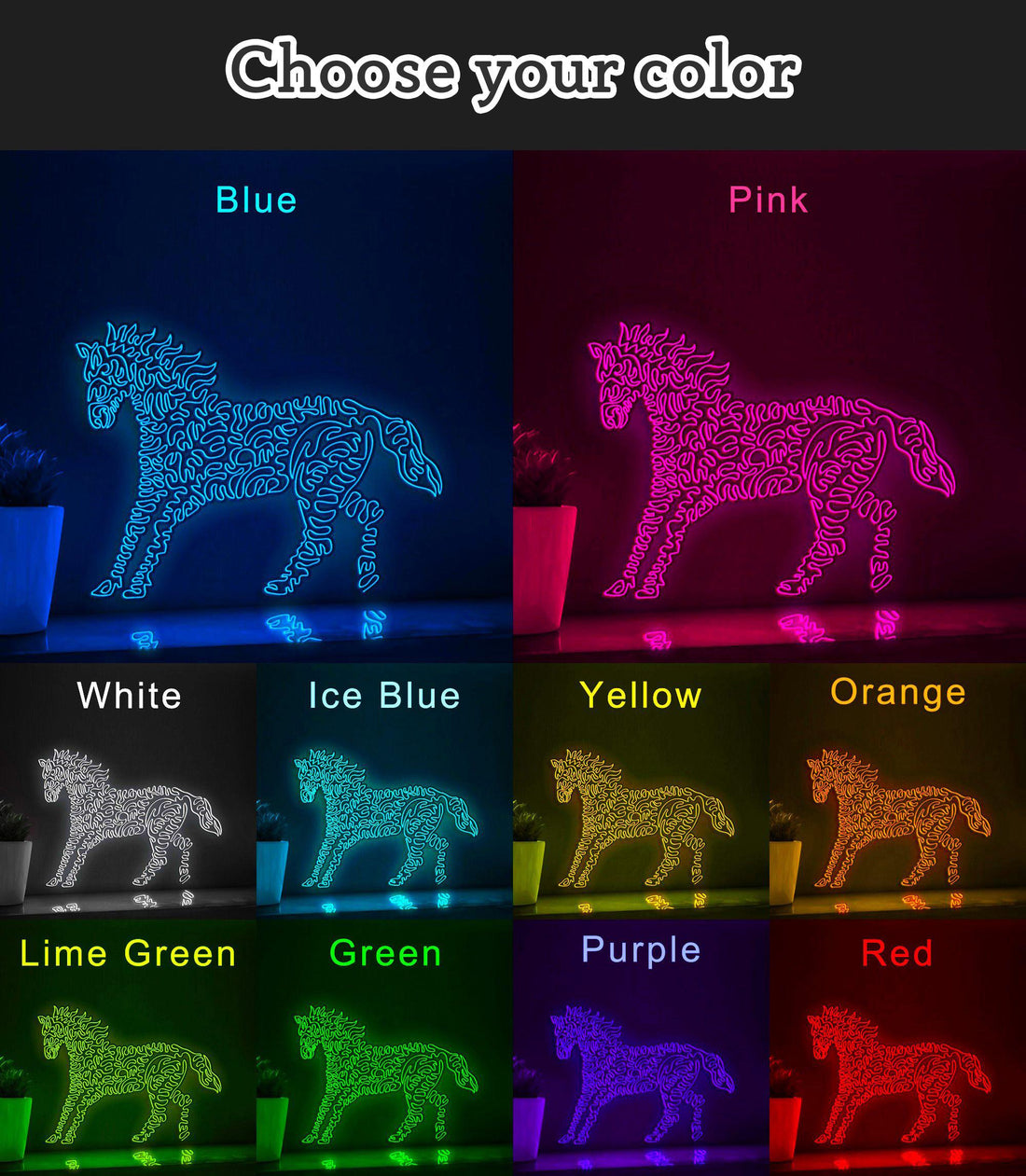 Horse One Line EL Neon - Running Stallion Wall Decor - myneonup