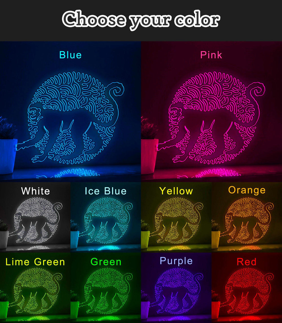 Monkey One Line EL Wire Neon Sign - Intelligent Primate Art - myneonup