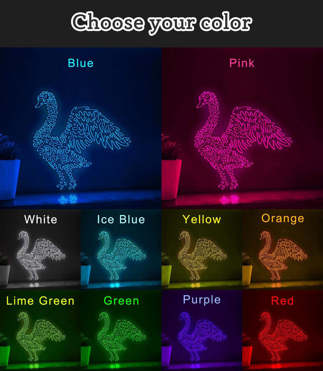 Swan One Line EL Neon - Wingspan Boho Wall Art - myneonup